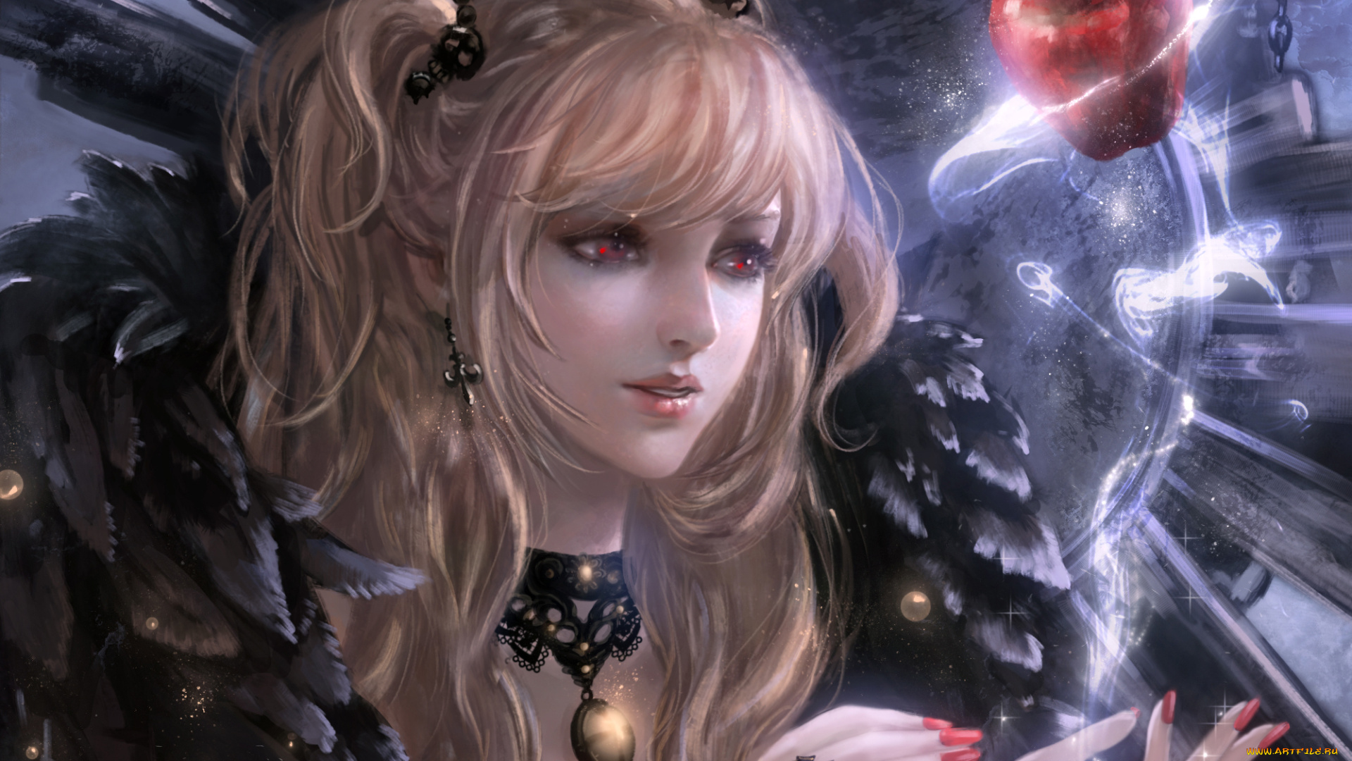 аниме, death, note, яблоко, девушка, тетрадь, смерти, amane, misa, rikamello, death, note, art