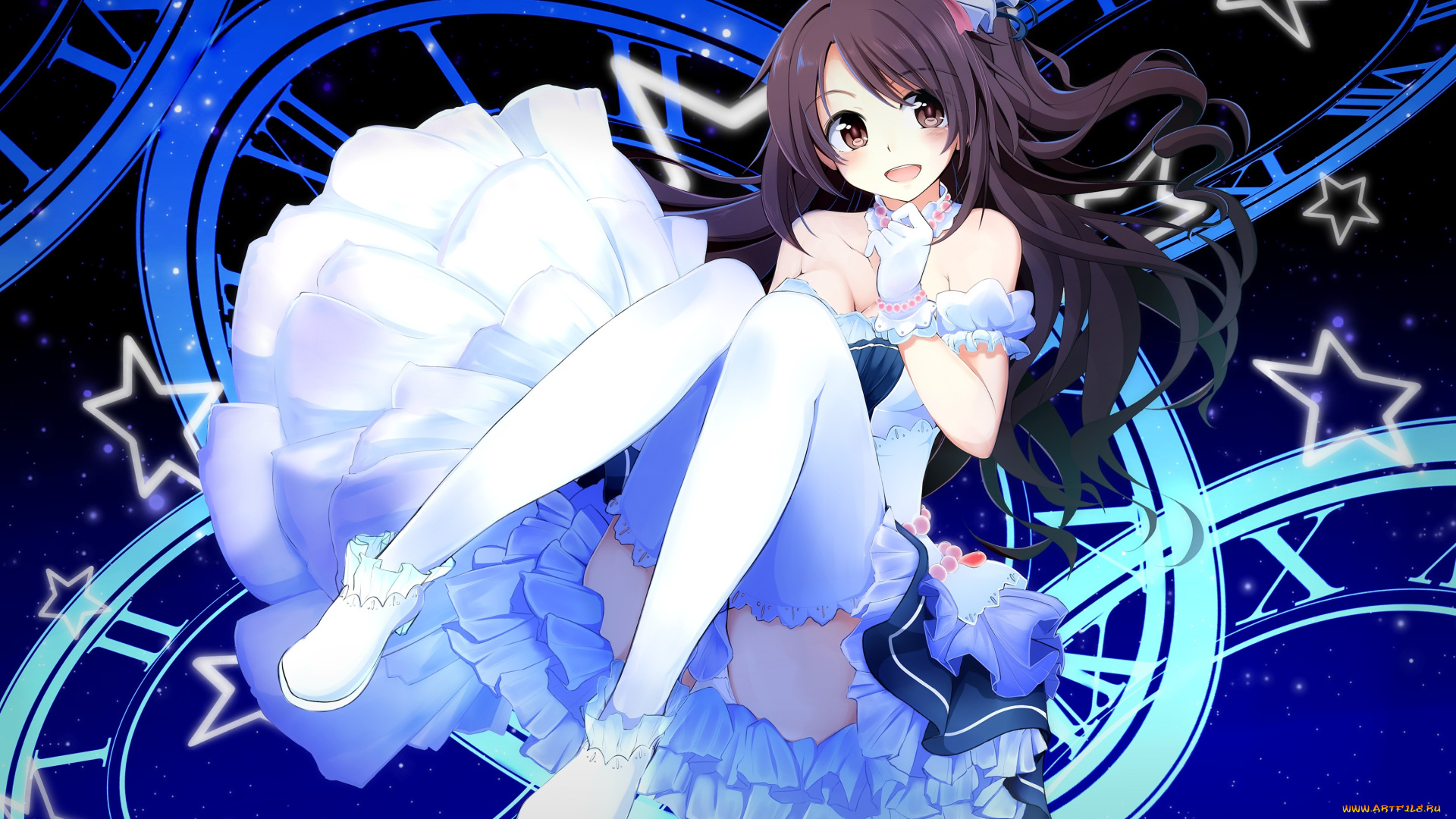 аниме, idolm@ster, kazenoko, девочка, арт, shimamura, uzuki, часы, idolmaster, cinderella, girls