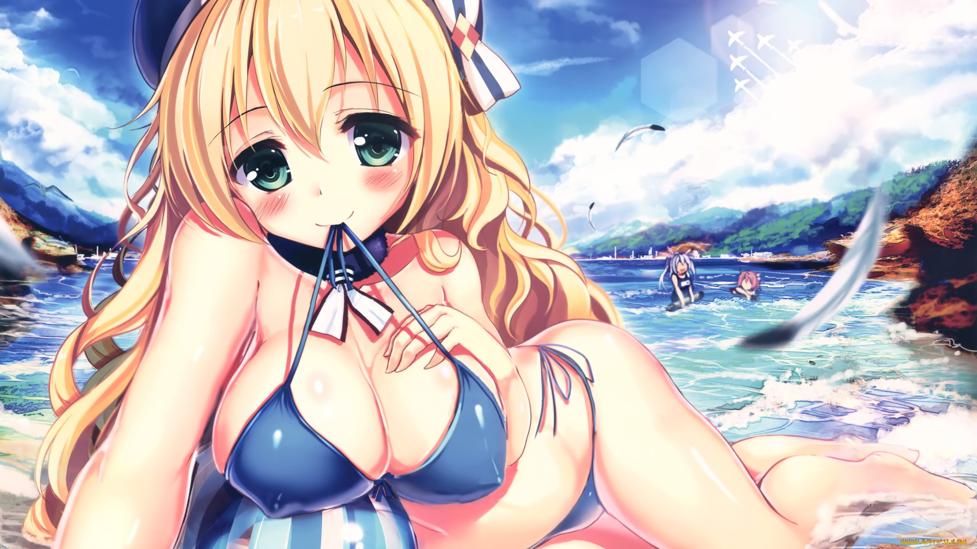 аниме, kantai, collection, девушка, лето, арт, akabane, zebrasmise, i-58, kantai, collection, atago, kancolle, i-19