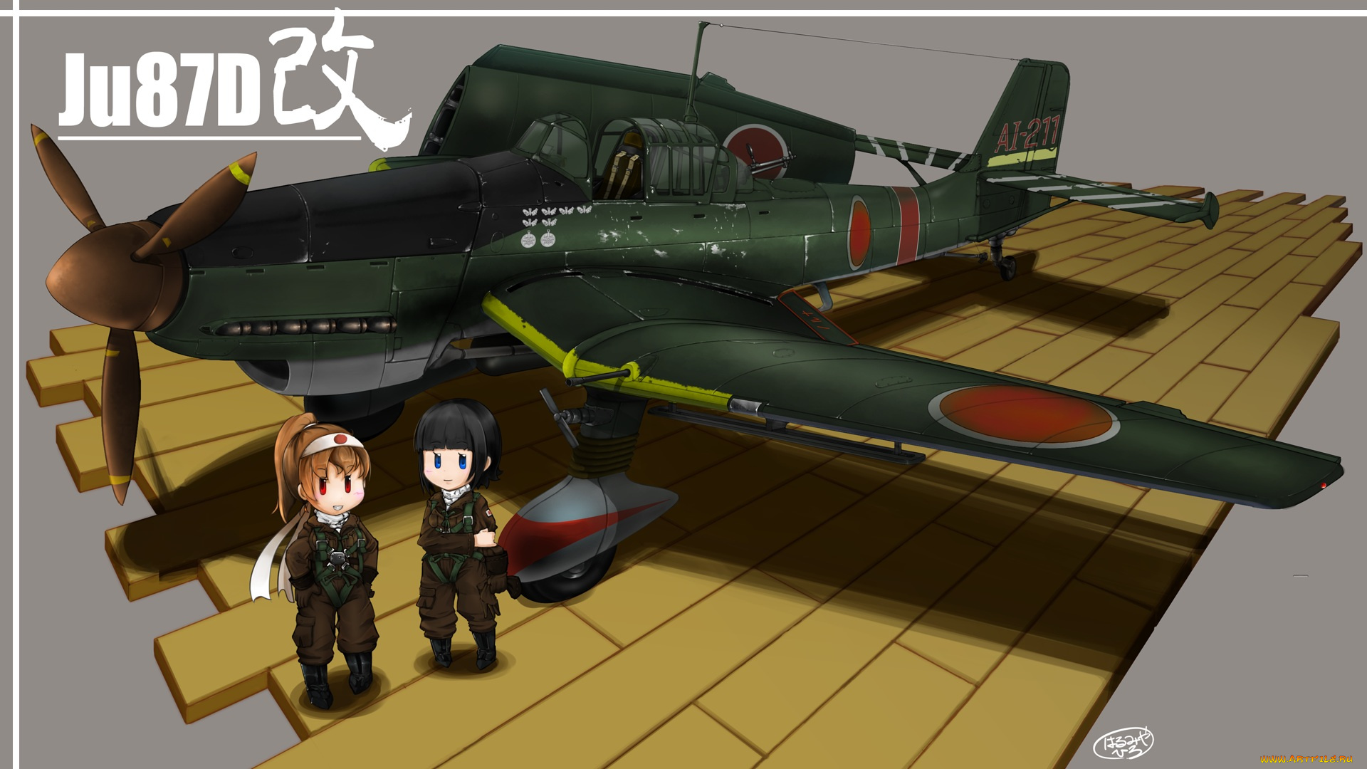 аниме, kantai, collection, самолёт, малыши, арт, kantai, collection