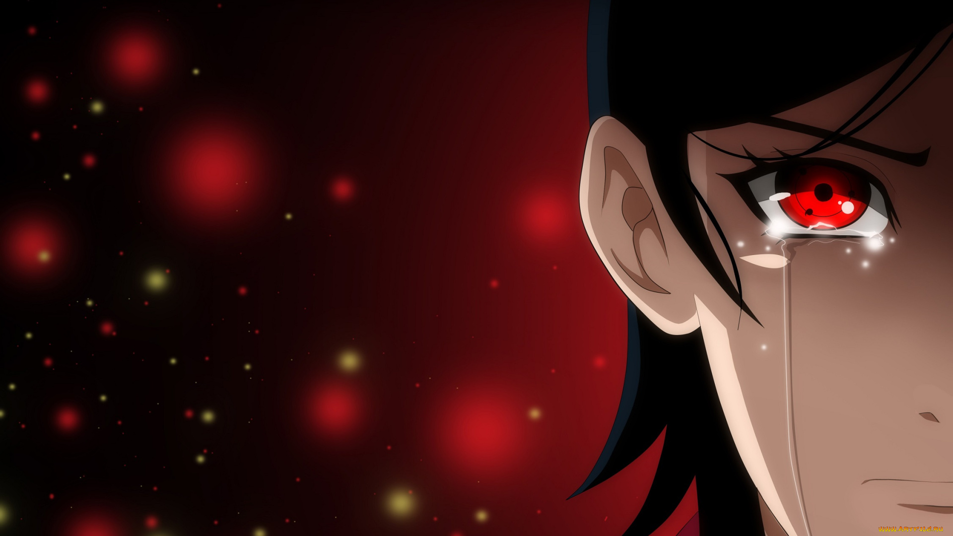 аниме, naruto, sharingan, sarada, uchiha, ichata, art, взгляд, слёзы, девочка