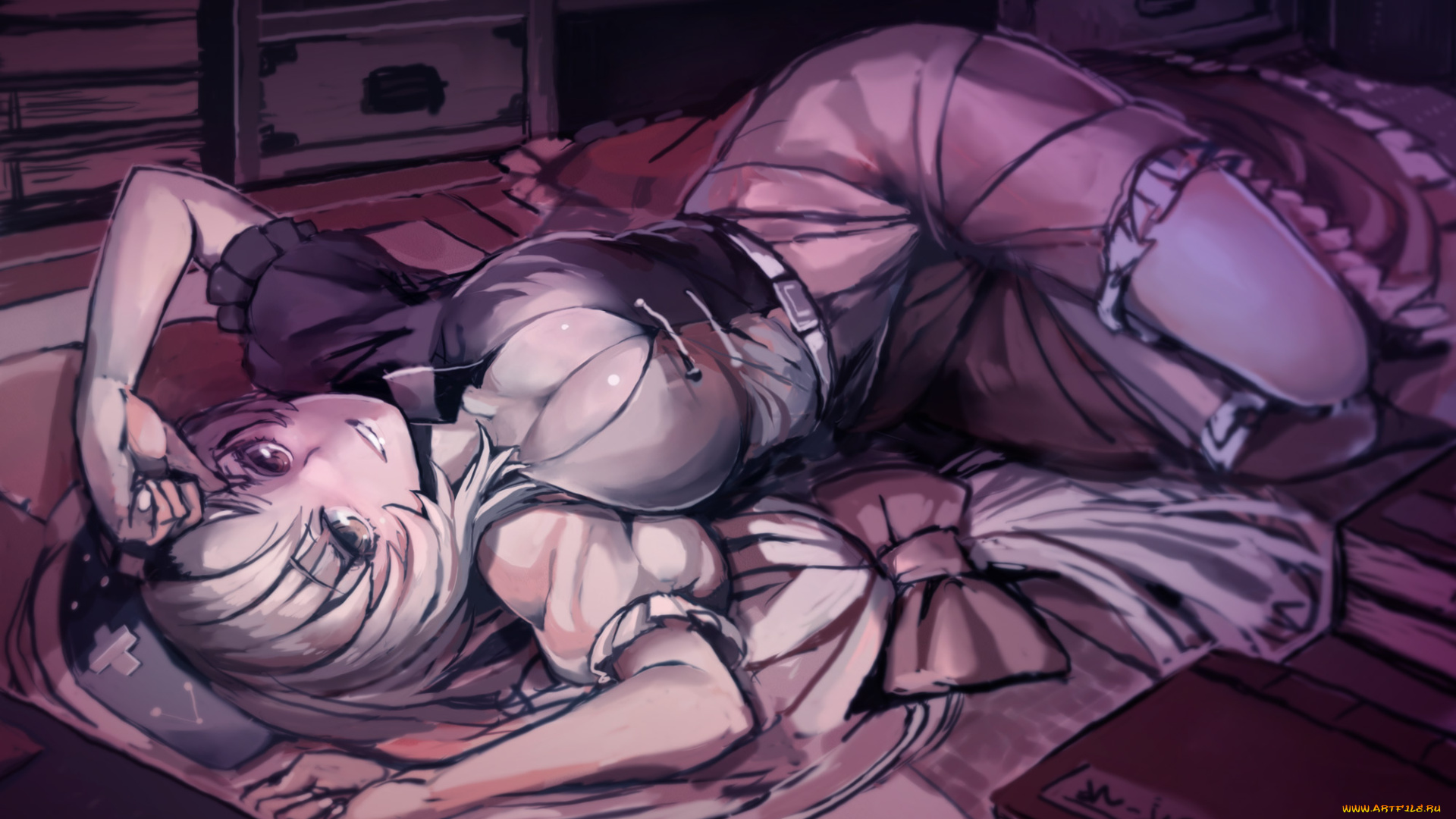 аниме, touhou, поза, девушка, yagokoro, eirin, улыбка, арт, взгляд, kousaku