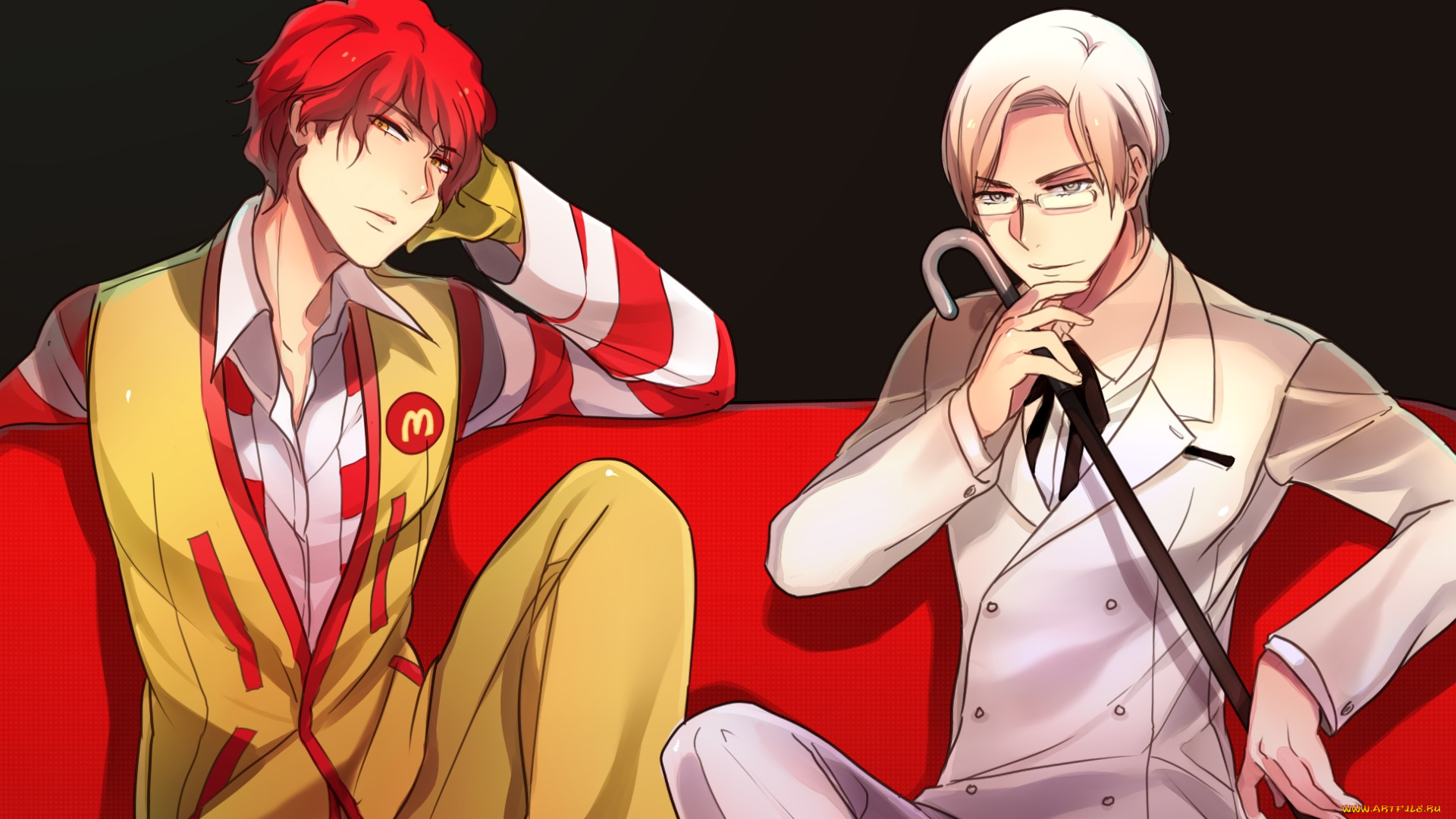 аниме, unknown, , другое, ronald, mcdonald, арт, rosel-d, парни, colonel, sanders, mcdonald's, kentucky, fried, chicken