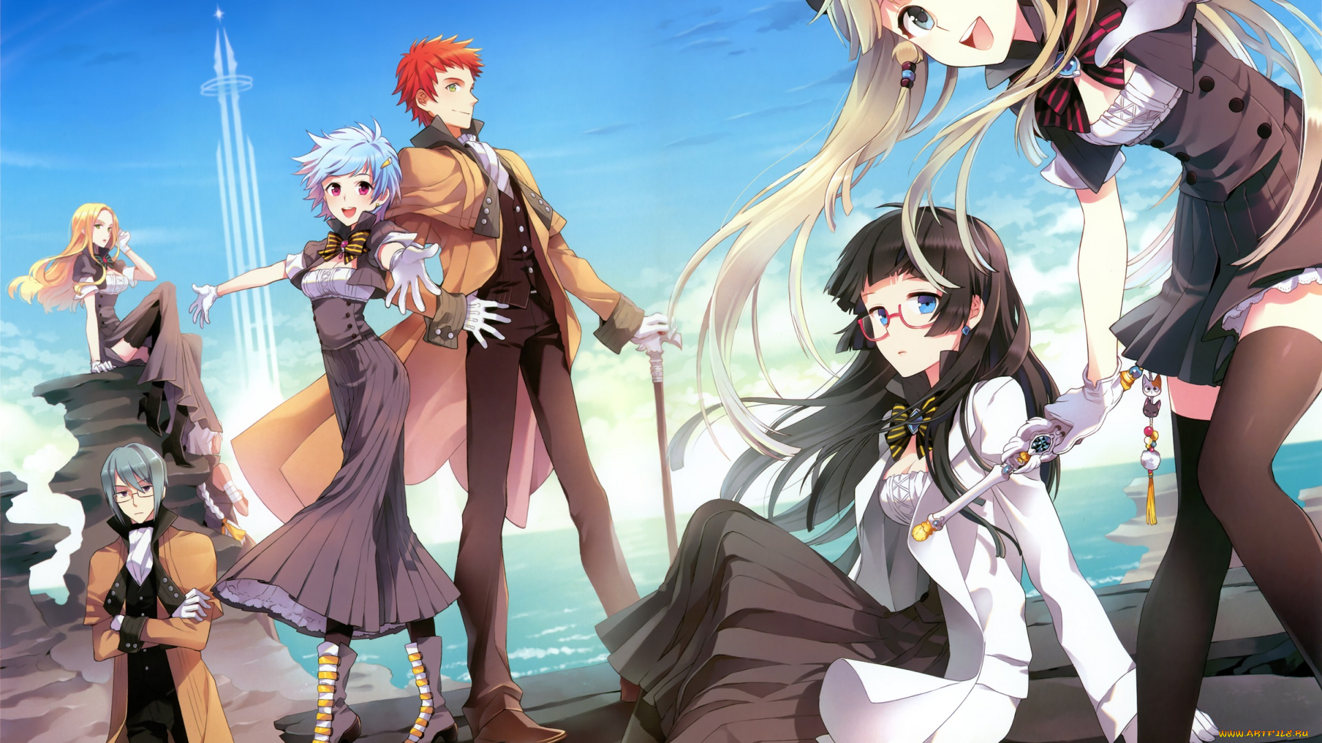 butterfly, dream, аниме, unknown, , другое, парни, девушки, nardack, арт, радость, небо, облака, океан