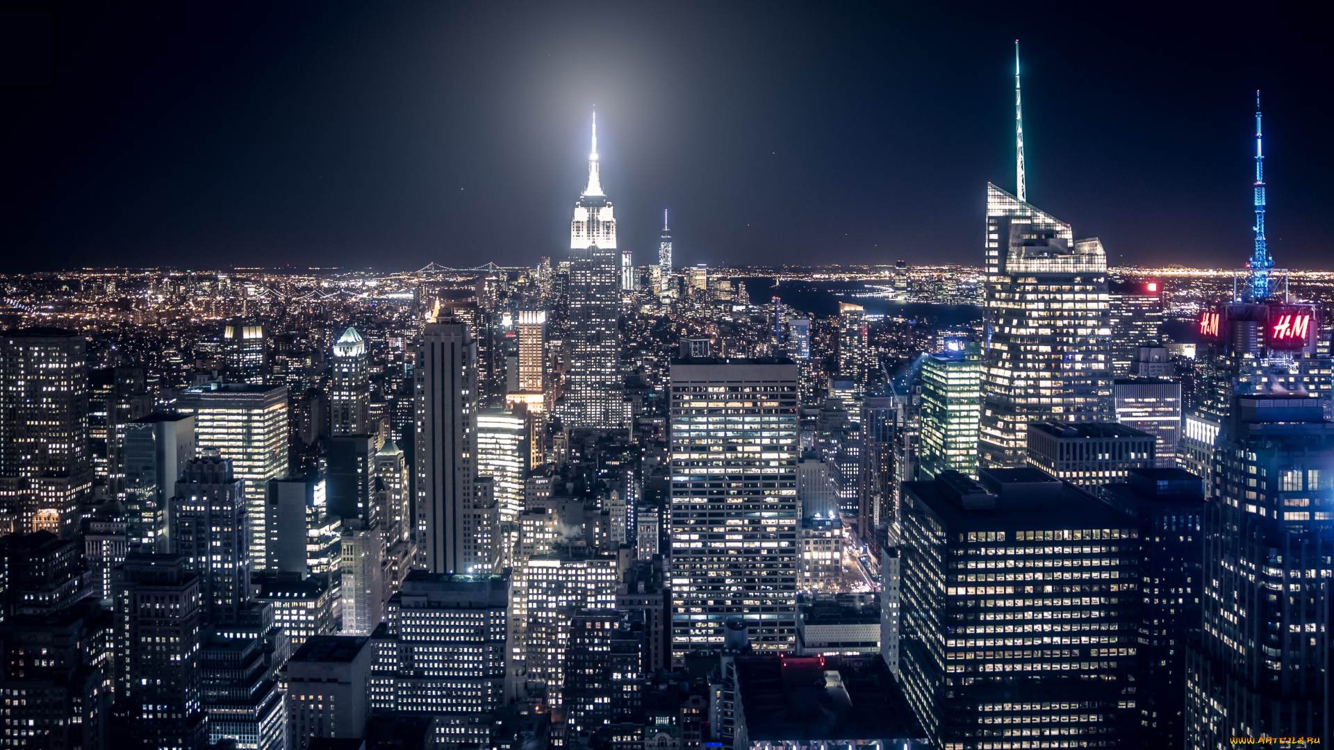 города, нью-йорк, , сша, город, нью-йорк, манхэттен, рокфеллеровский, центр, ночные, огни, свет, ночь, дома