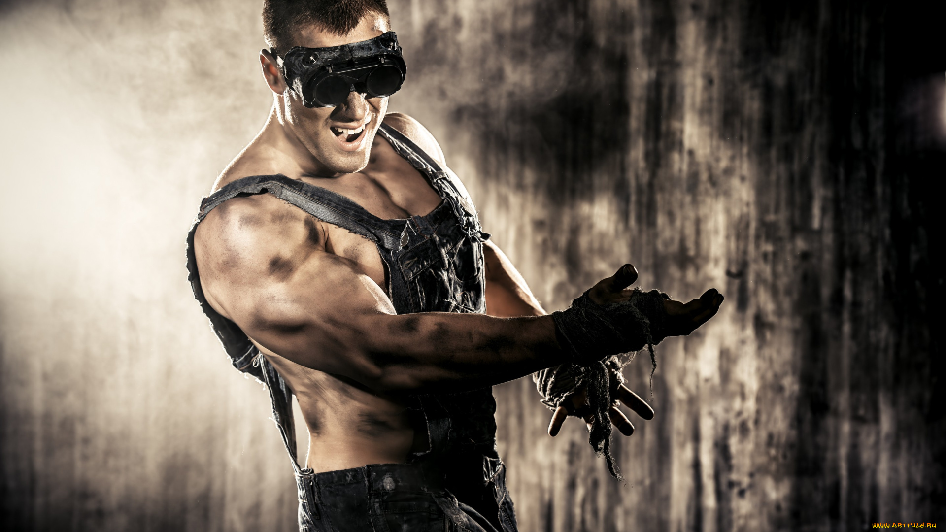 мужчины, -, unsort, комбинезон, очки, работяга, чумазый, парень