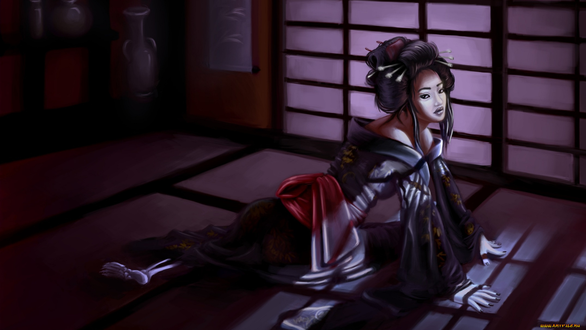 разное, арты, geisha, женщина, anime, hell, girl, jigoku, shoujo, hone, onna