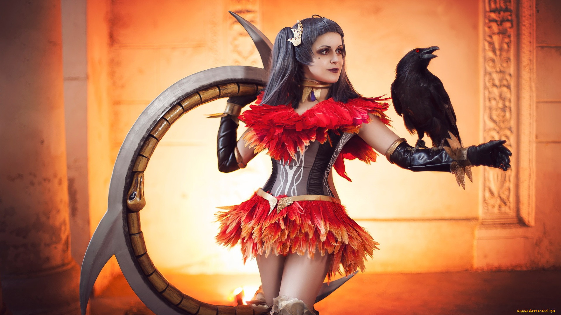 разное, cosplay, , косплей, девушка, птицы, вороны, оружие, арт, gellariot