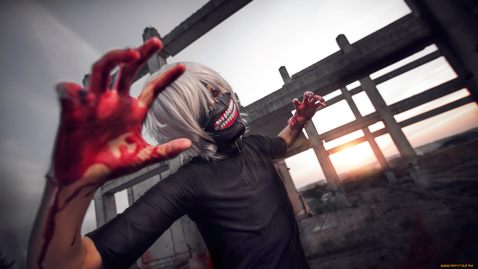 разное, cosplay, , косплей, кровь, маска, канеки, кен, токийский, гуль, арт, аниме