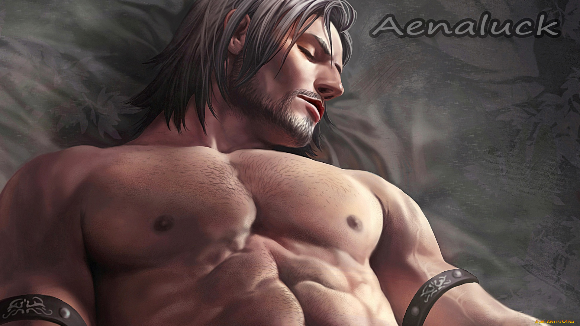 рисованное, люди, спит, секси, торс, тело, мужчина