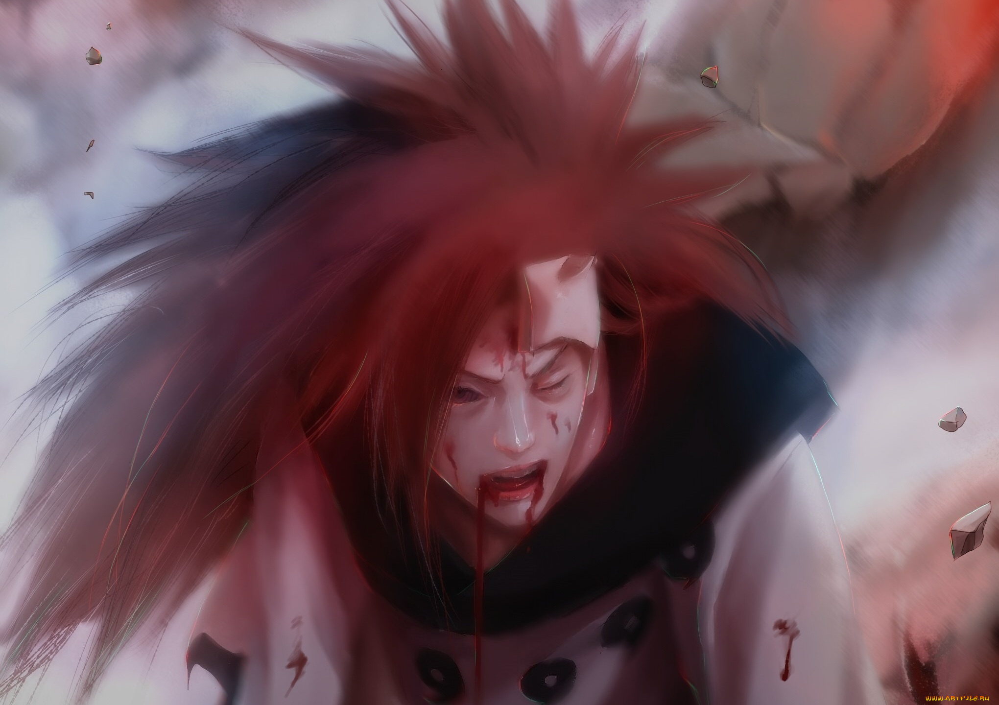аниме, naruto, мадара, rinegan, кровь, rikudou, mode, uchiha, madara, hachimitsubani, art