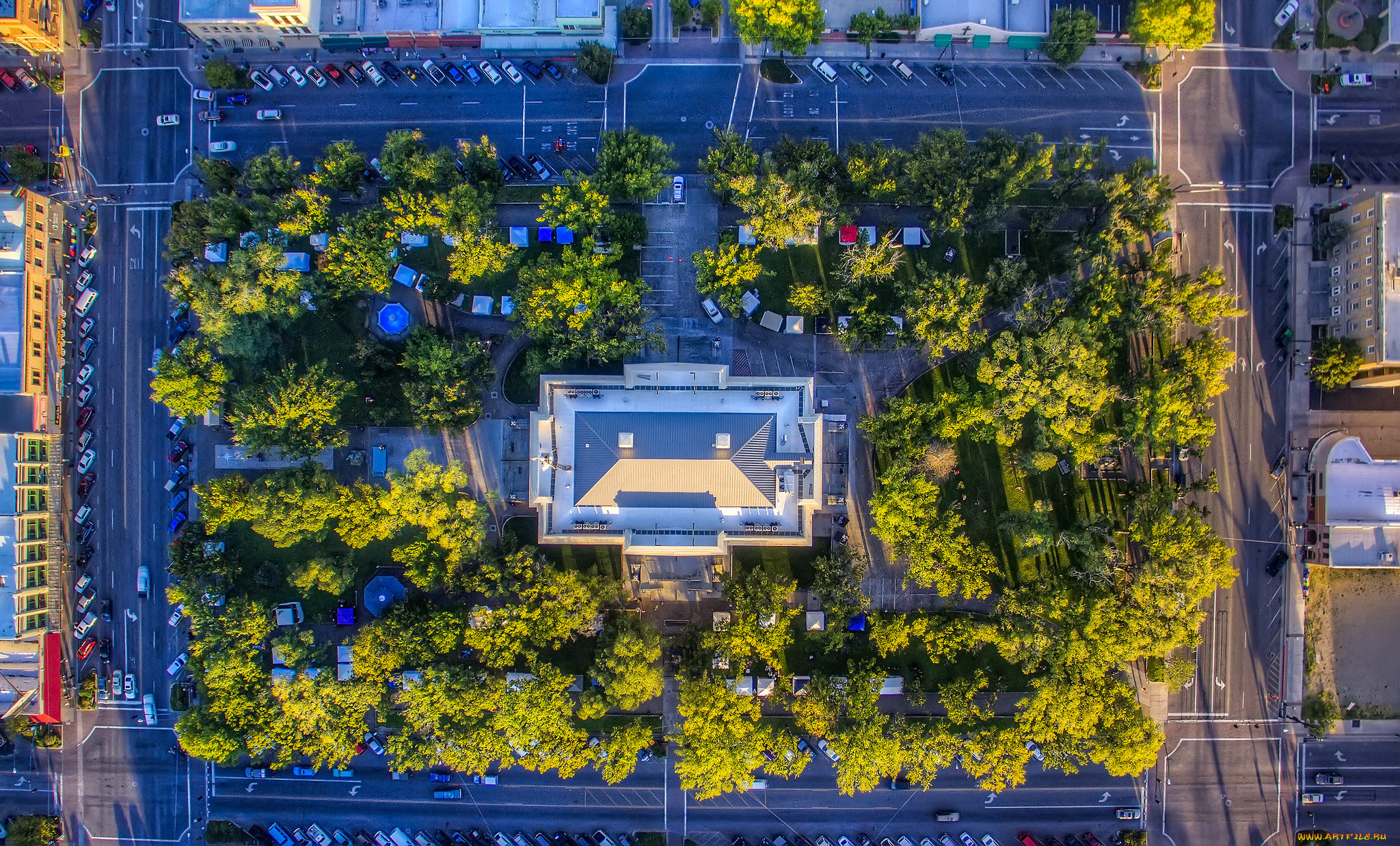 города, -, панорамы, вид, сверху, arizona, prescott