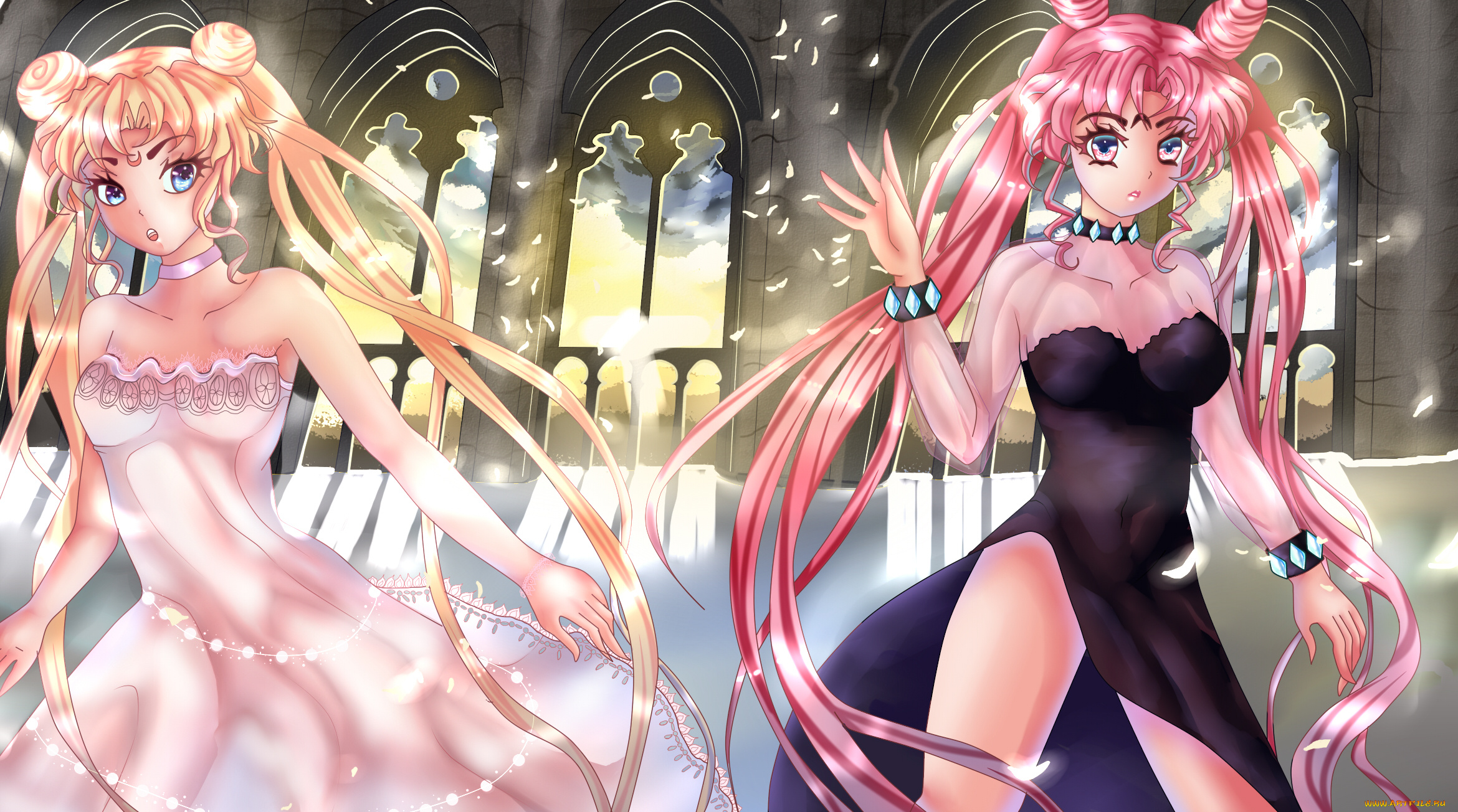 sailor, moon, разное, арты, девушки, взгляд, фон, волосы, окна