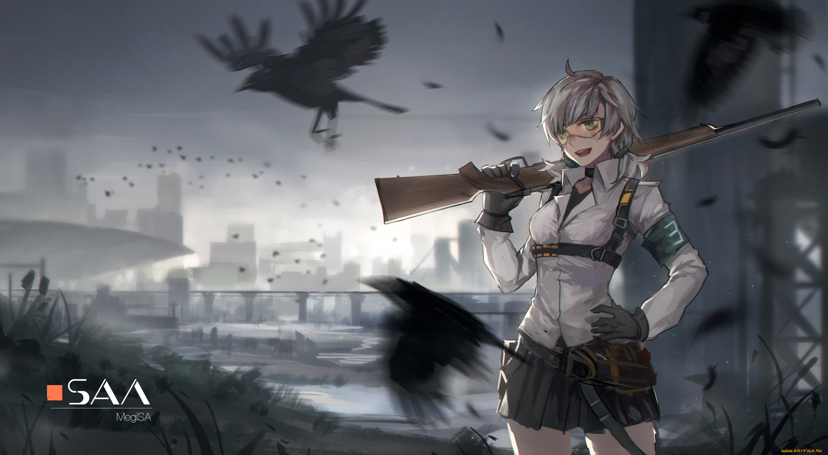 аниме, оружие, , техника, , технологии, арт, san-m, девушка