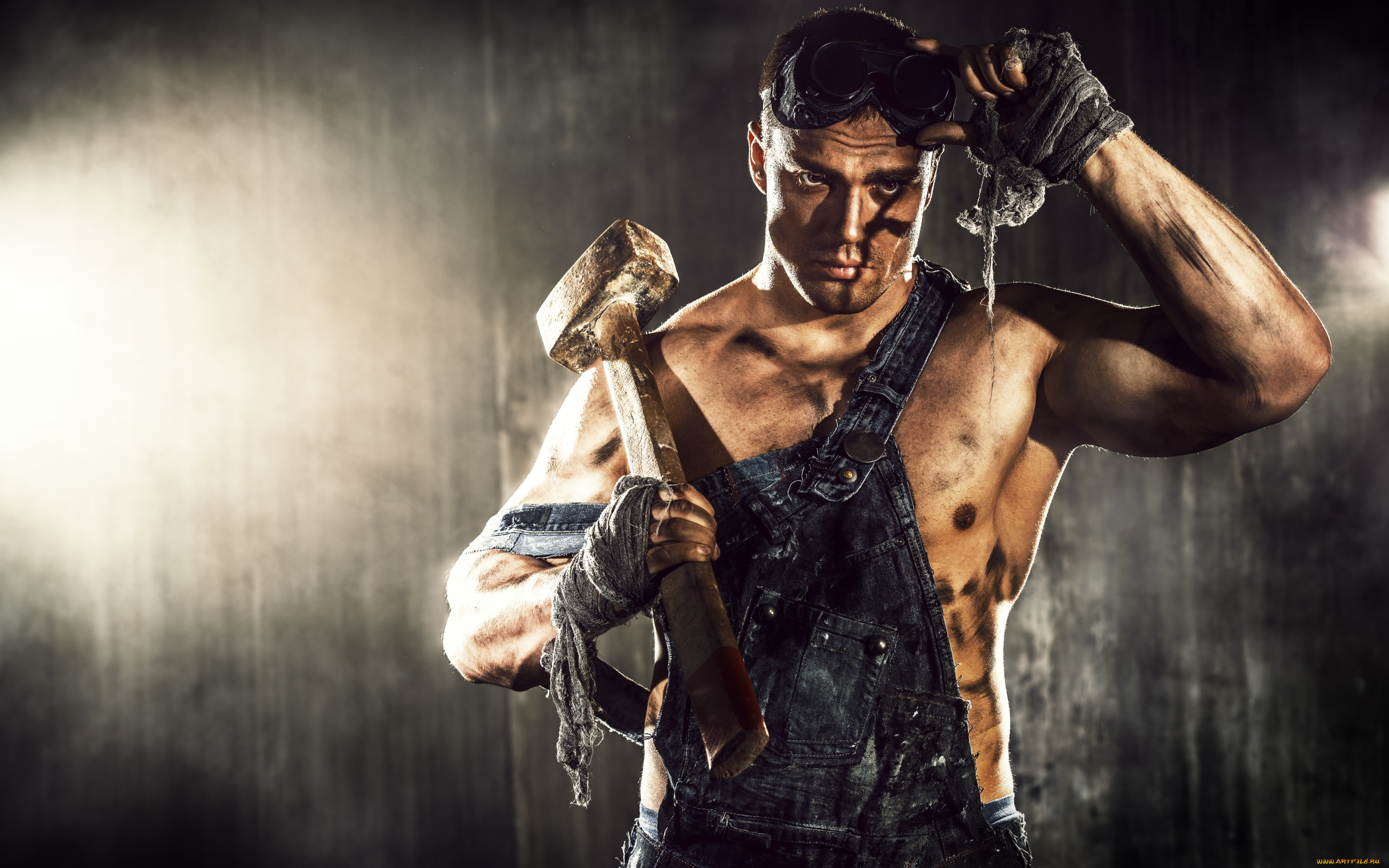 мужчины, -, unsort, комбинезон, молот, кувалда, работяга, чумазый, парень