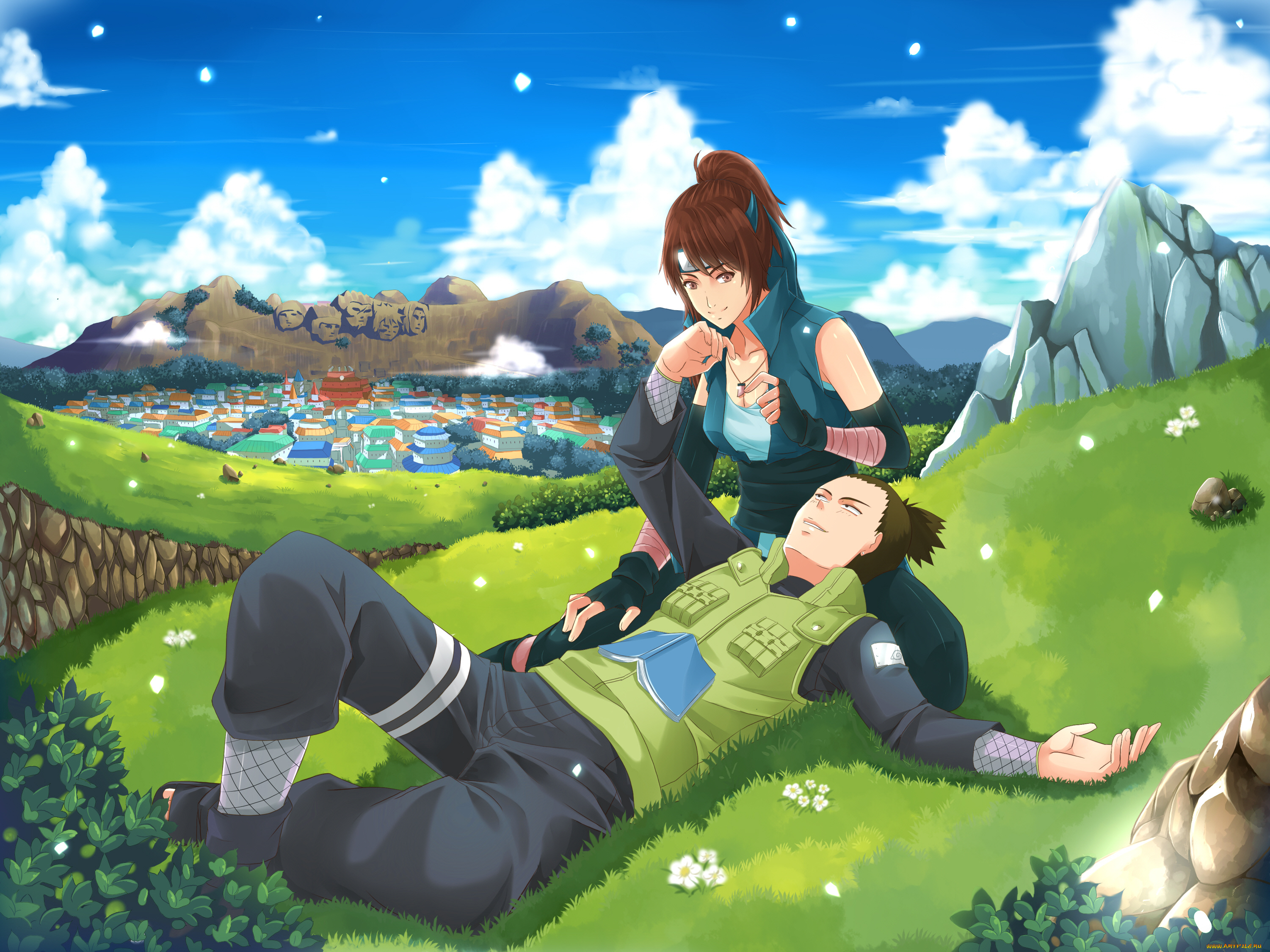 разное, арты, шикомару, девушка, парень, аниме, наруто, пара, арт