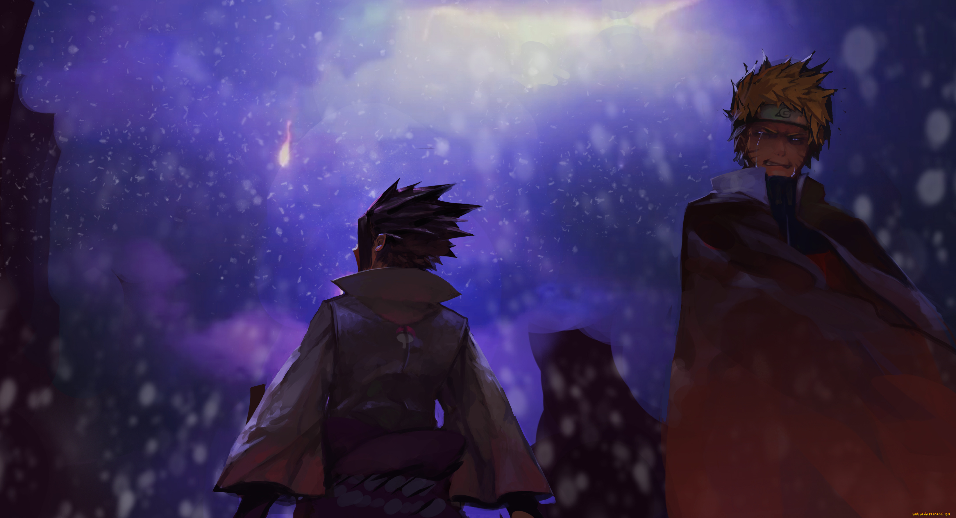 аниме, naruto, uzumaki, art, ночь, друзья, uchihs, sasuke