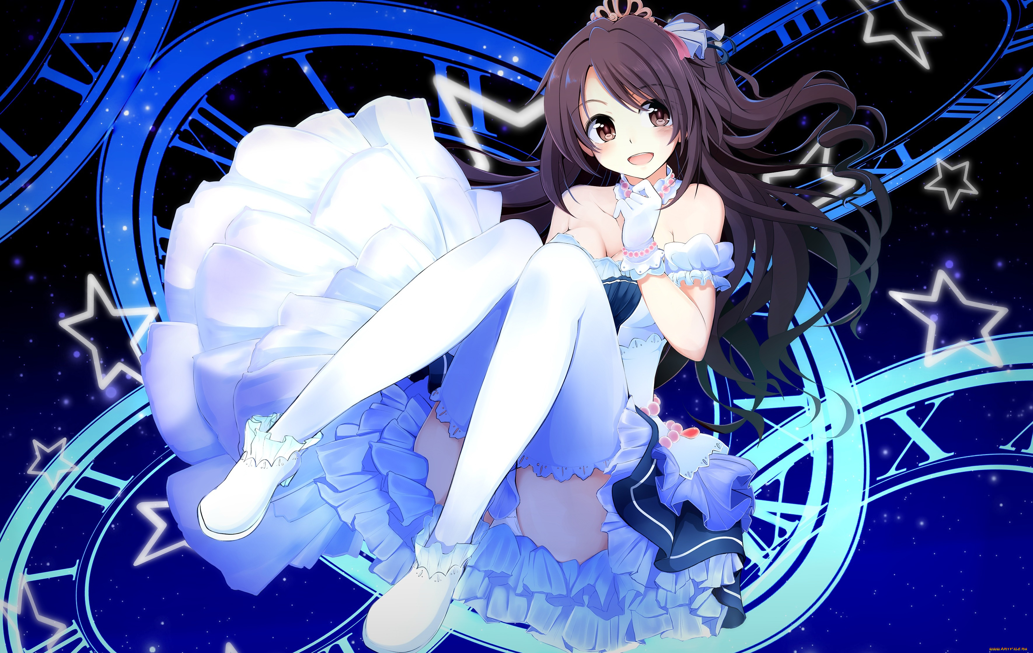 аниме, idolm@ster, kazenoko, девочка, арт, shimamura, uzuki, часы, idolmaster, cinderella, girls