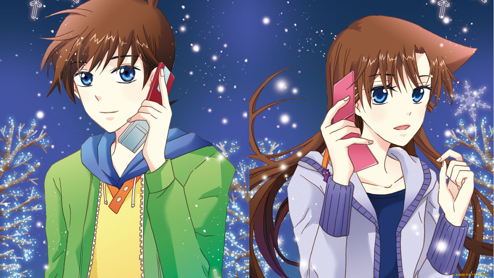 аниме, detective, conan, , magic, kaito, mouri, ran, kudou, shinichi