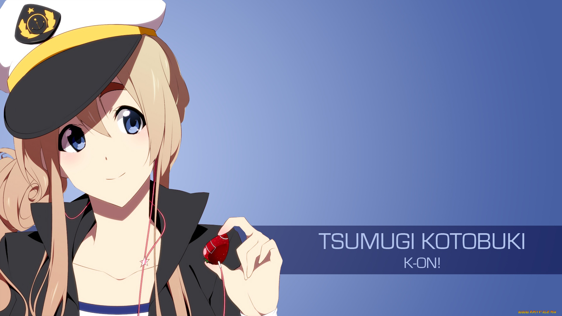 аниме, k-on, девушка, взгляд, фон