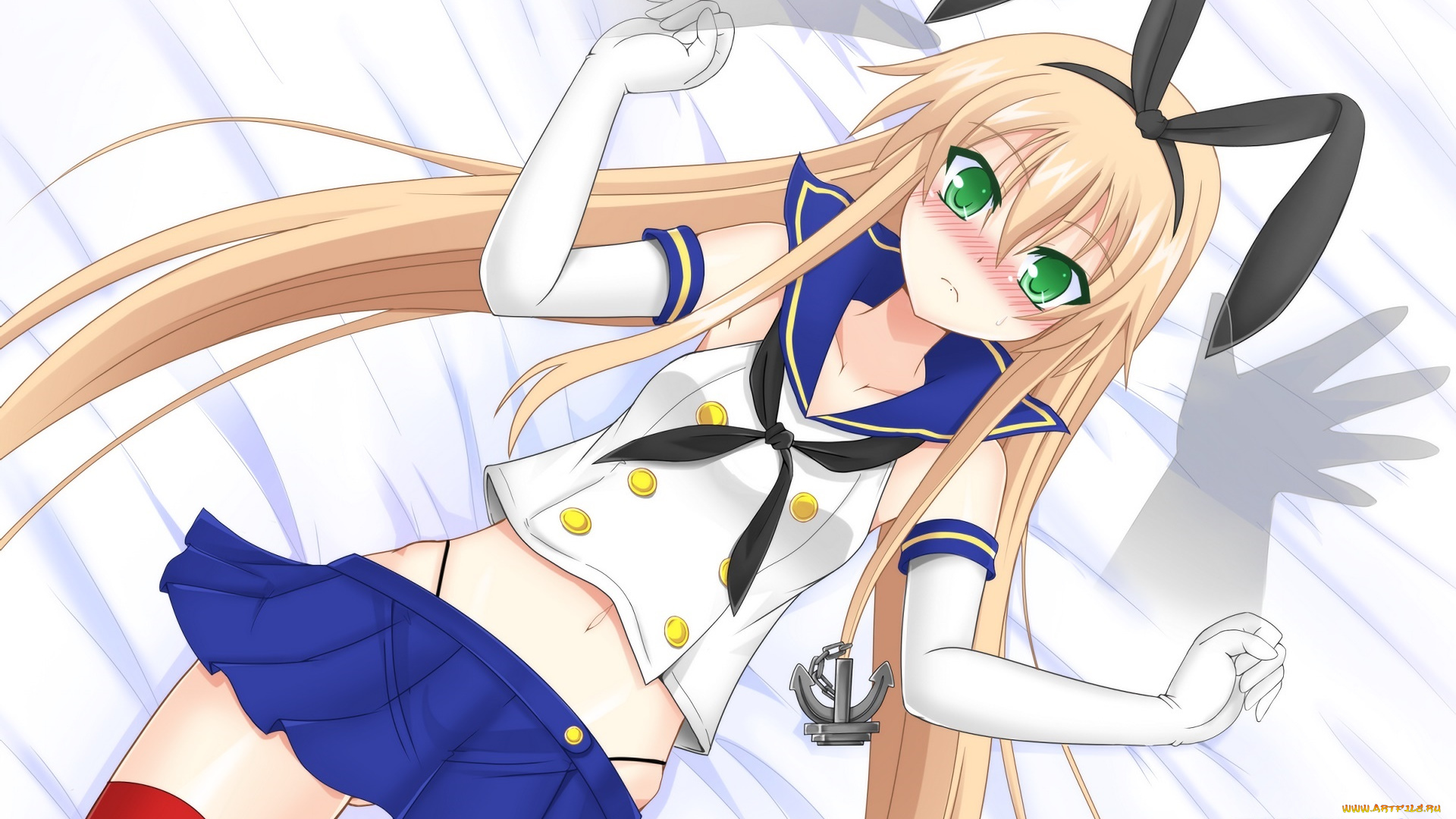 аниме, kantai, collection, девушка, взгляд, фон