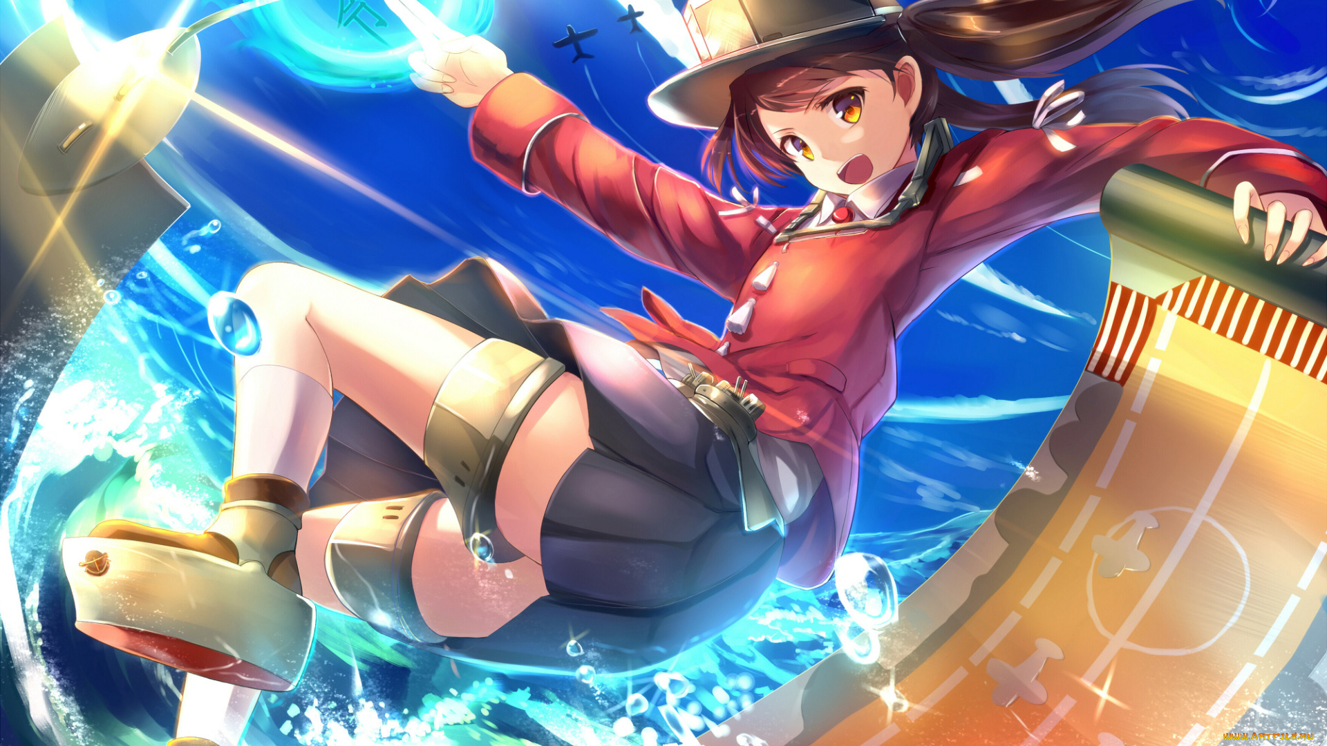 аниме, kantai, collection, фон, взгляд, девушка