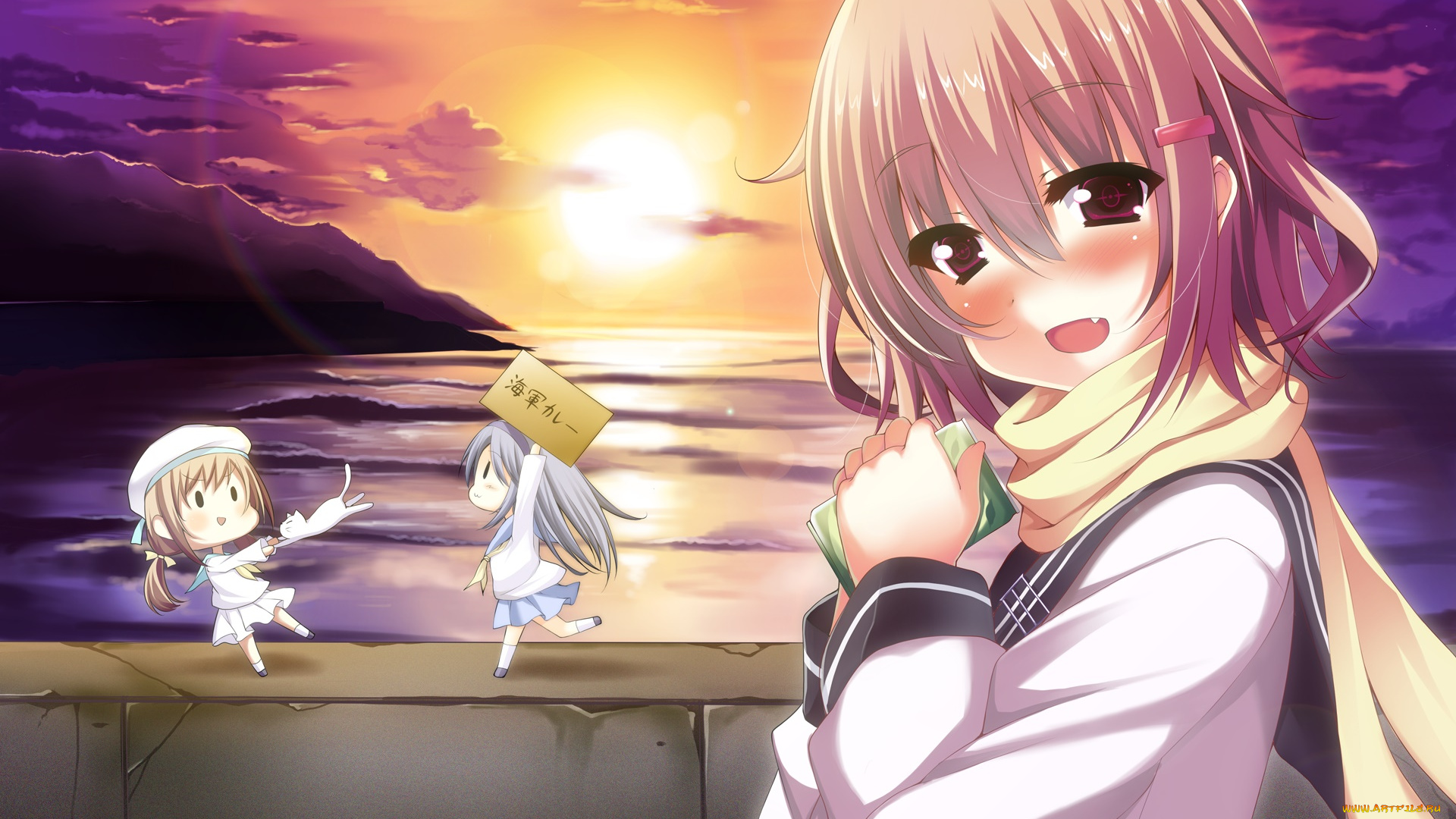 аниме, kantai, collection, фон, взгляд, девушка