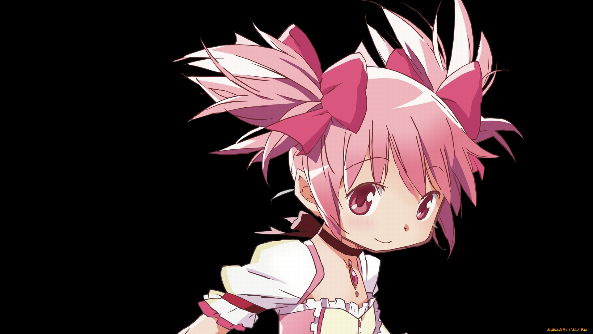 аниме, mahou, shoujo, madoka, magika, девушка, взгляд, фон