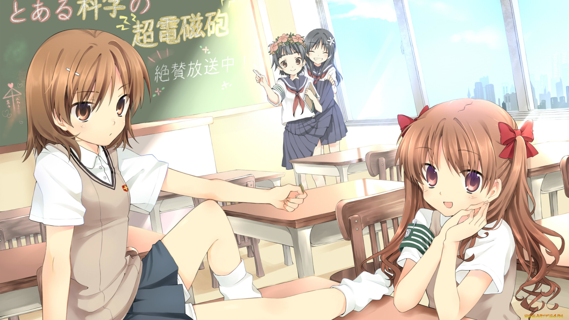 аниме, toaru, majutsu, no, index, девушки, фон, взгляд