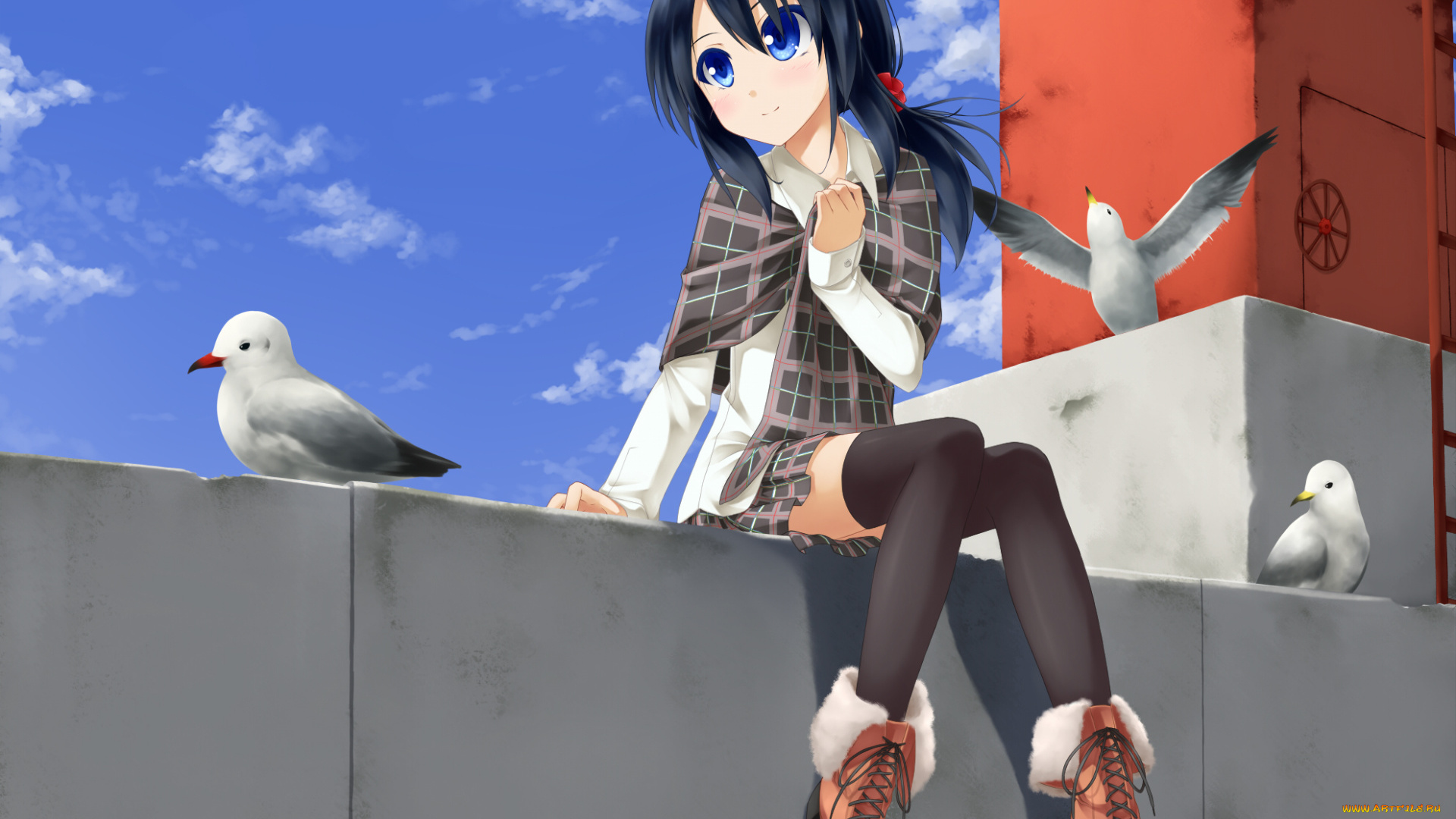 аниме, unknown, , другое, фон, девушка, взгляд