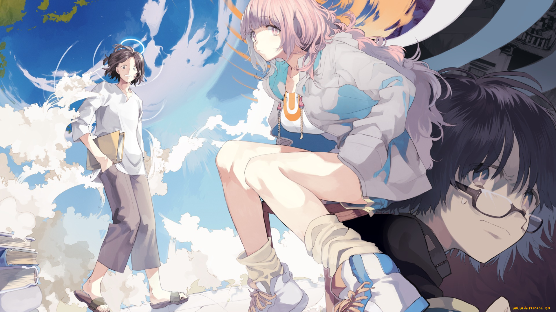 аниме, unknown, , другое, фон, девушка, взгляд