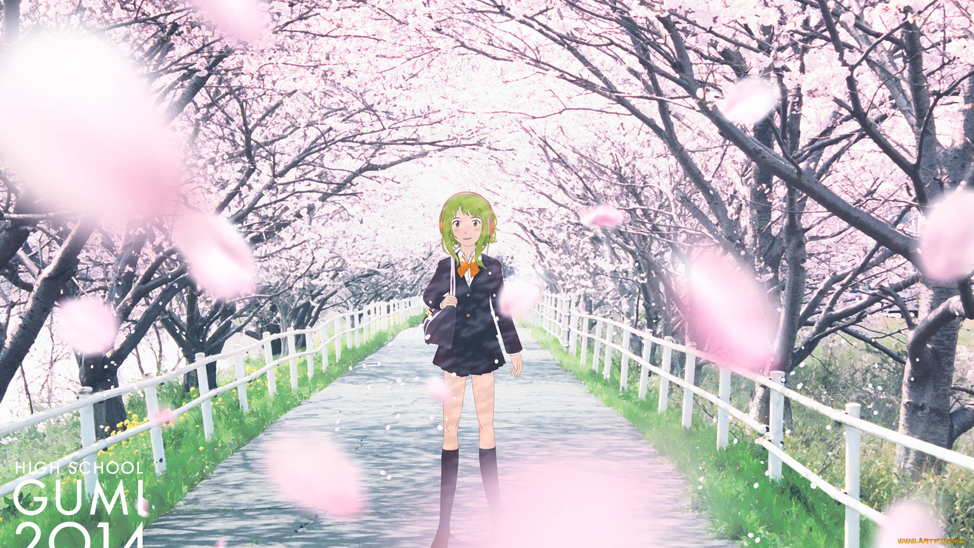 аниме, vocaloid, взгляд, девушка, фон