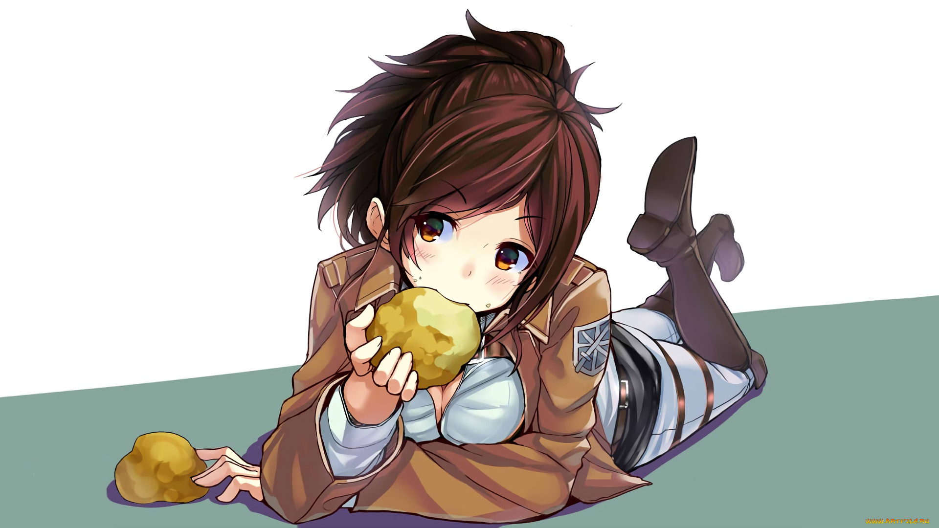 attack, on, titan, аниме, unknown, , другое, девушка, взгляд, фон