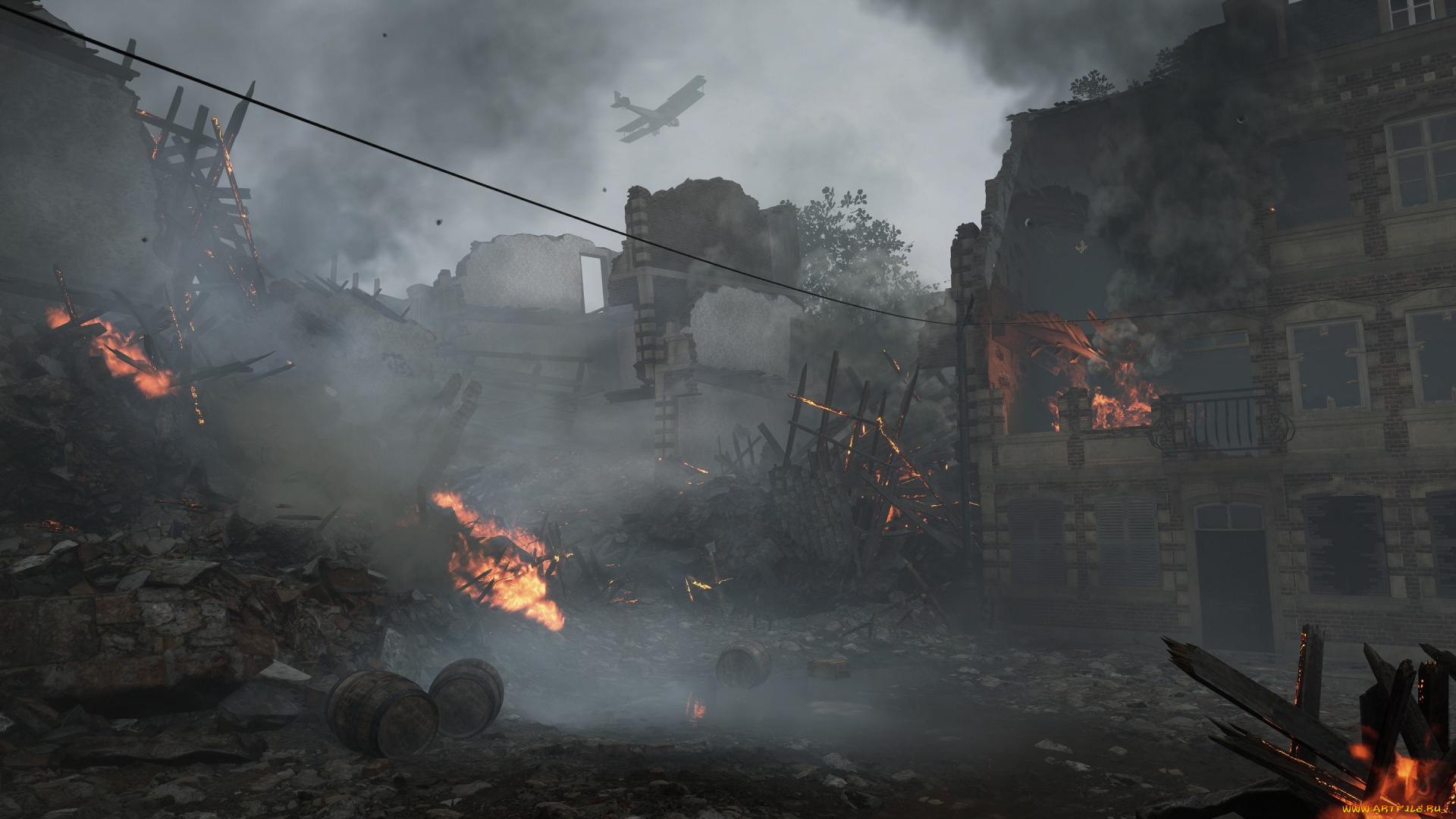 battlefield, 1, видео, игры, дом, пожар