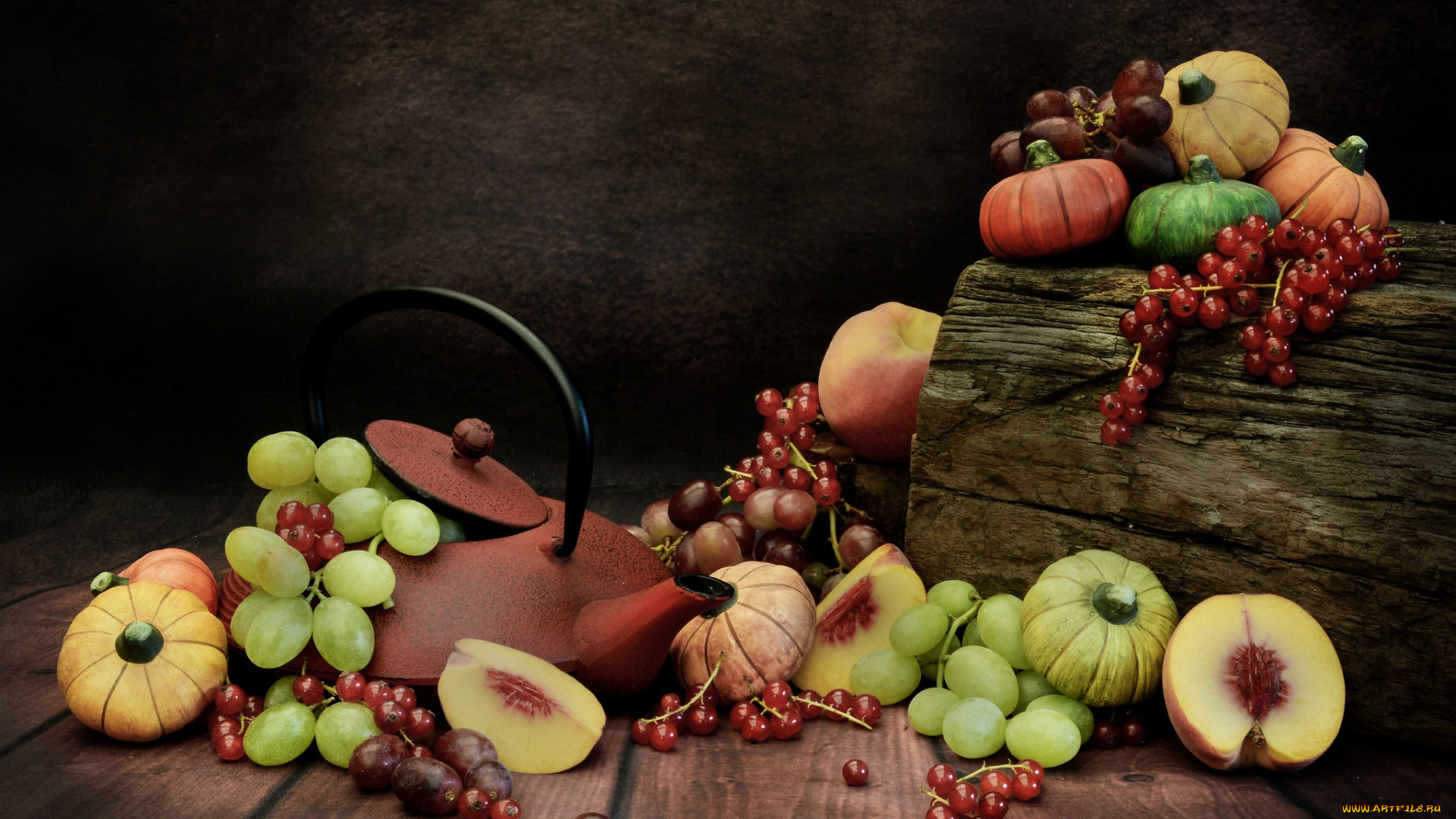 еда, фрукты, , ягоды, тыква, персик, виноград