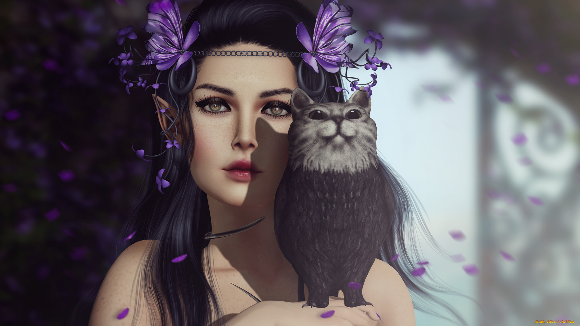 фэнтези, эльфы, фон, взгляд, девушка