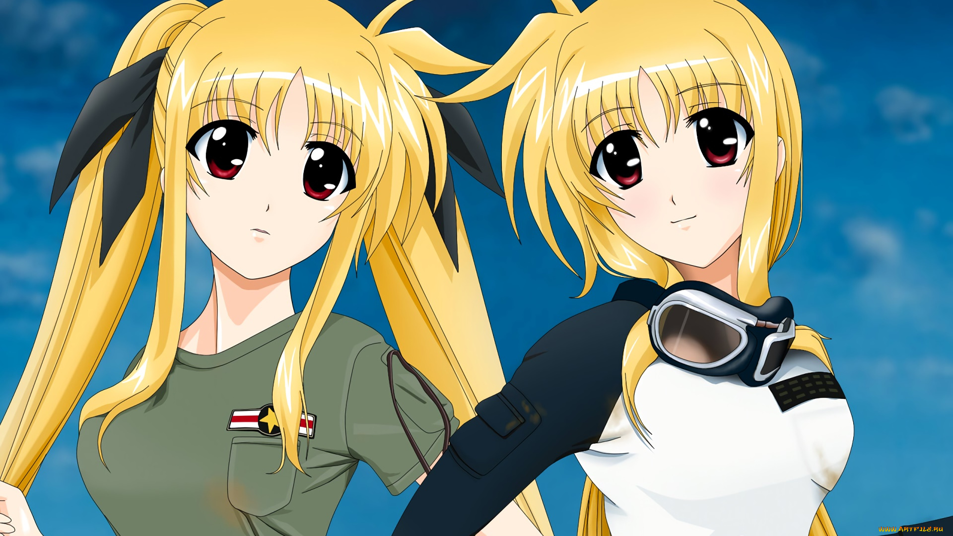 mahou, shoujo, lyrical, nanoha, аниме, фон, девушки, взгляд