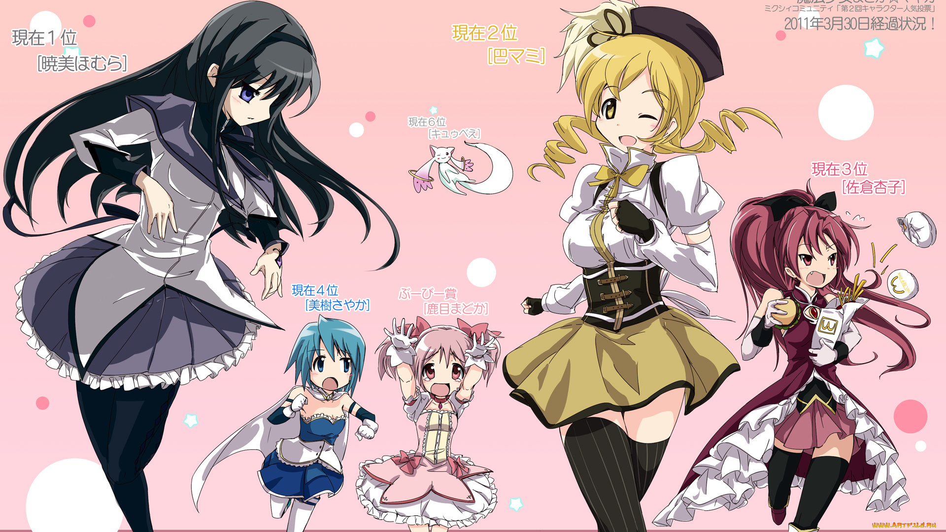 mahou, shoujo, madoka, magika, аниме, фон, взгляд, девушки