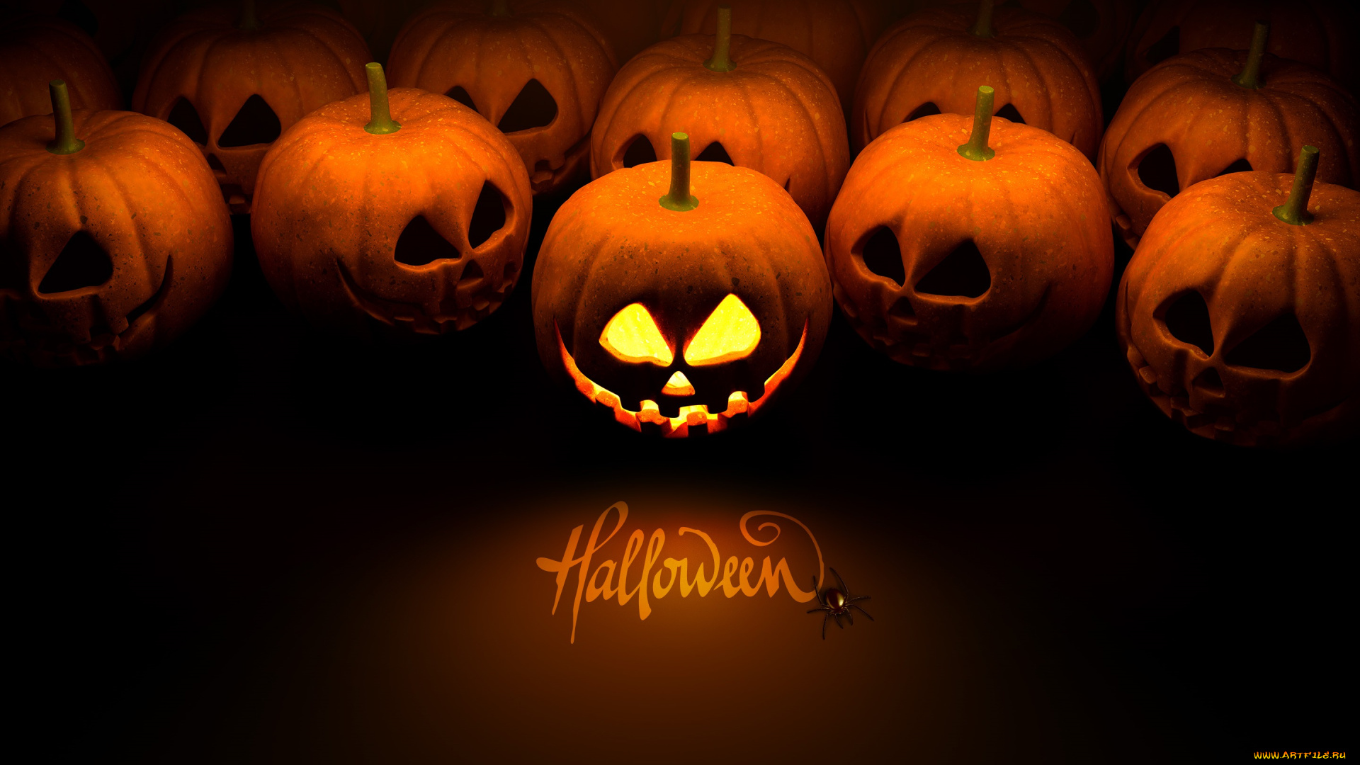 праздничные, хэллоуин, фон, тыквы