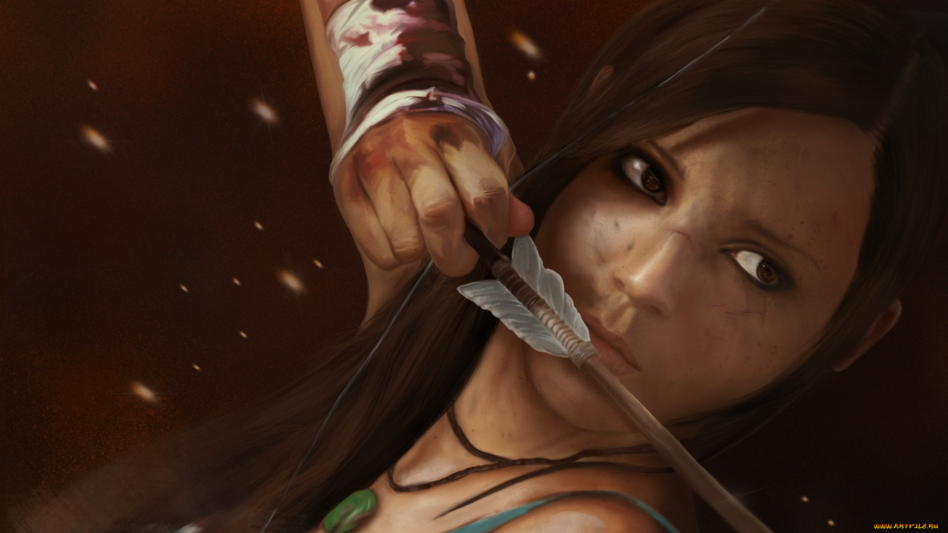 видео, игры, tomb, raider, 2013, девушка, стрела, взгляд, фон