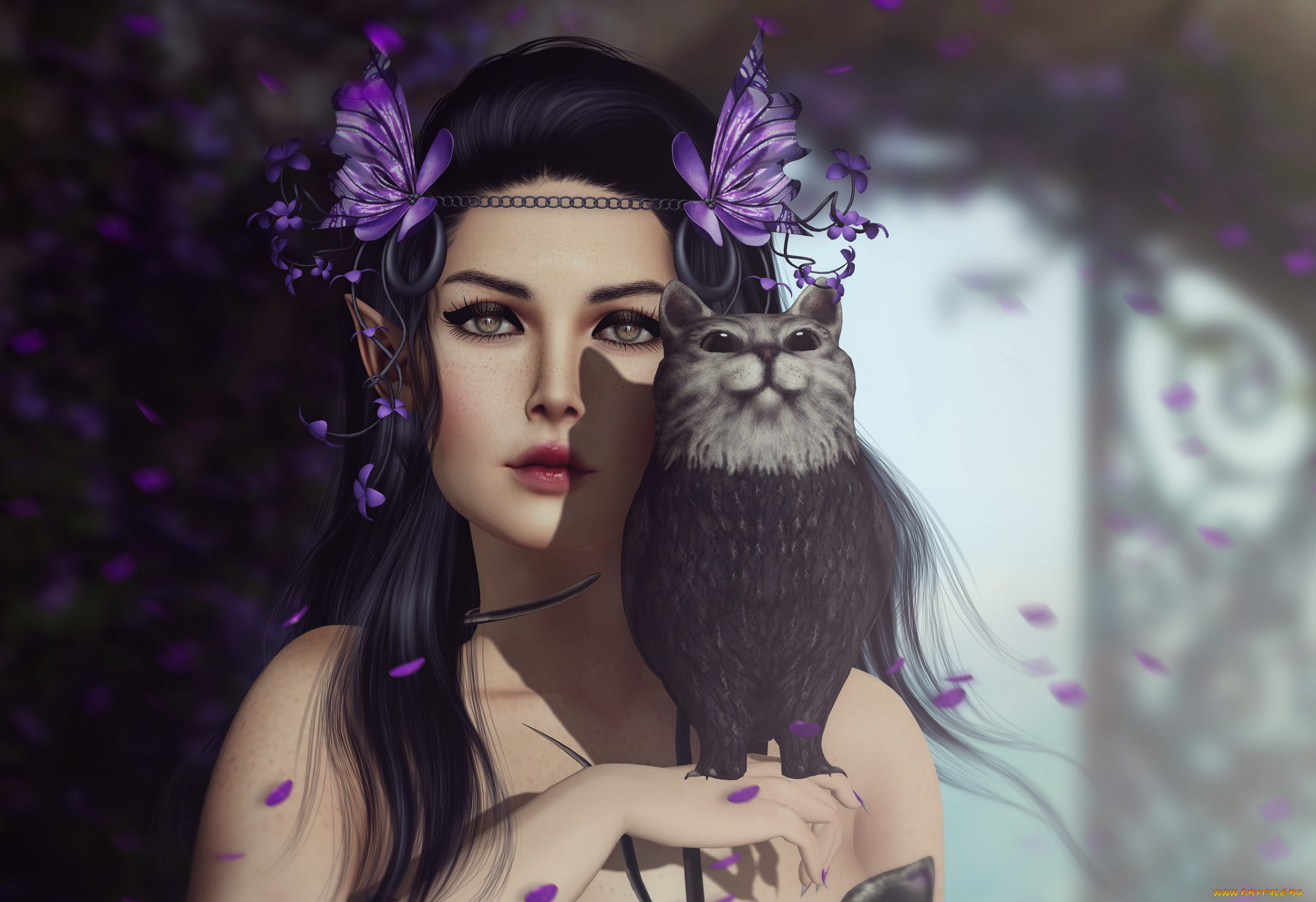 фэнтези, эльфы, фон, взгляд, девушка