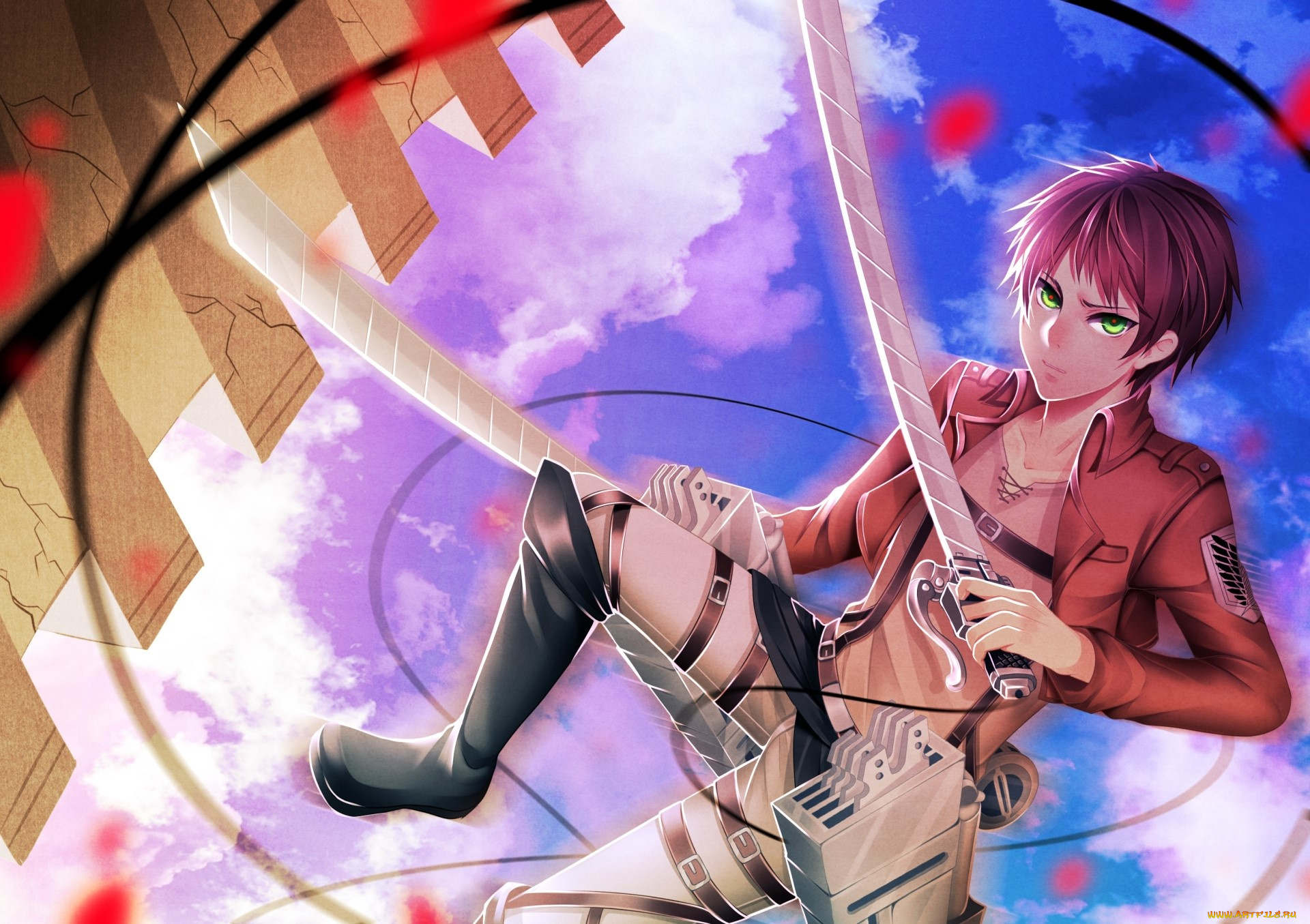 attack, on, titan, аниме, shingeki, no, kyojin, парень, взгляд, фон