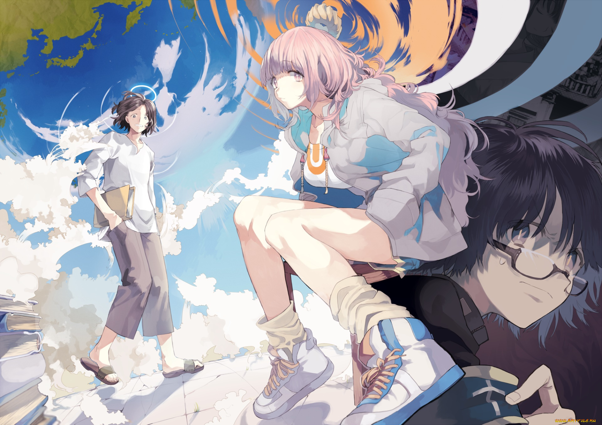 аниме, unknown, , другое, фон, девушка, взгляд