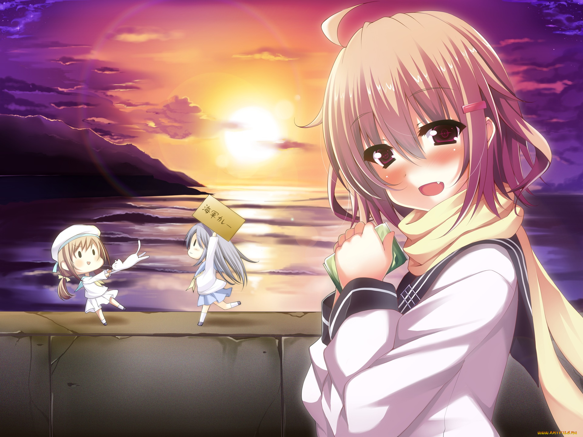 аниме, kantai, collection, фон, взгляд, девушка