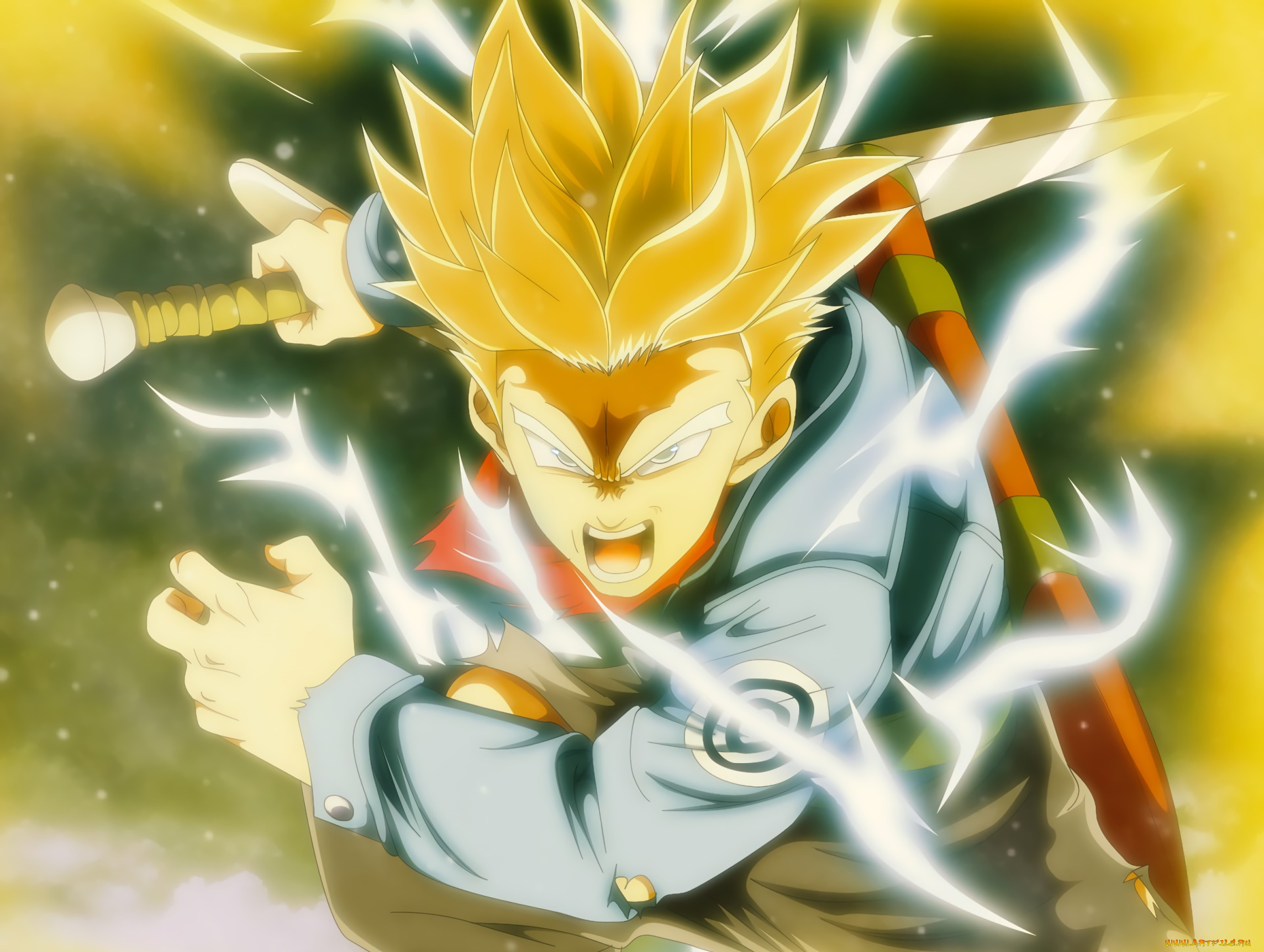 аниме, dragon, ball, парень, фон, взгляд