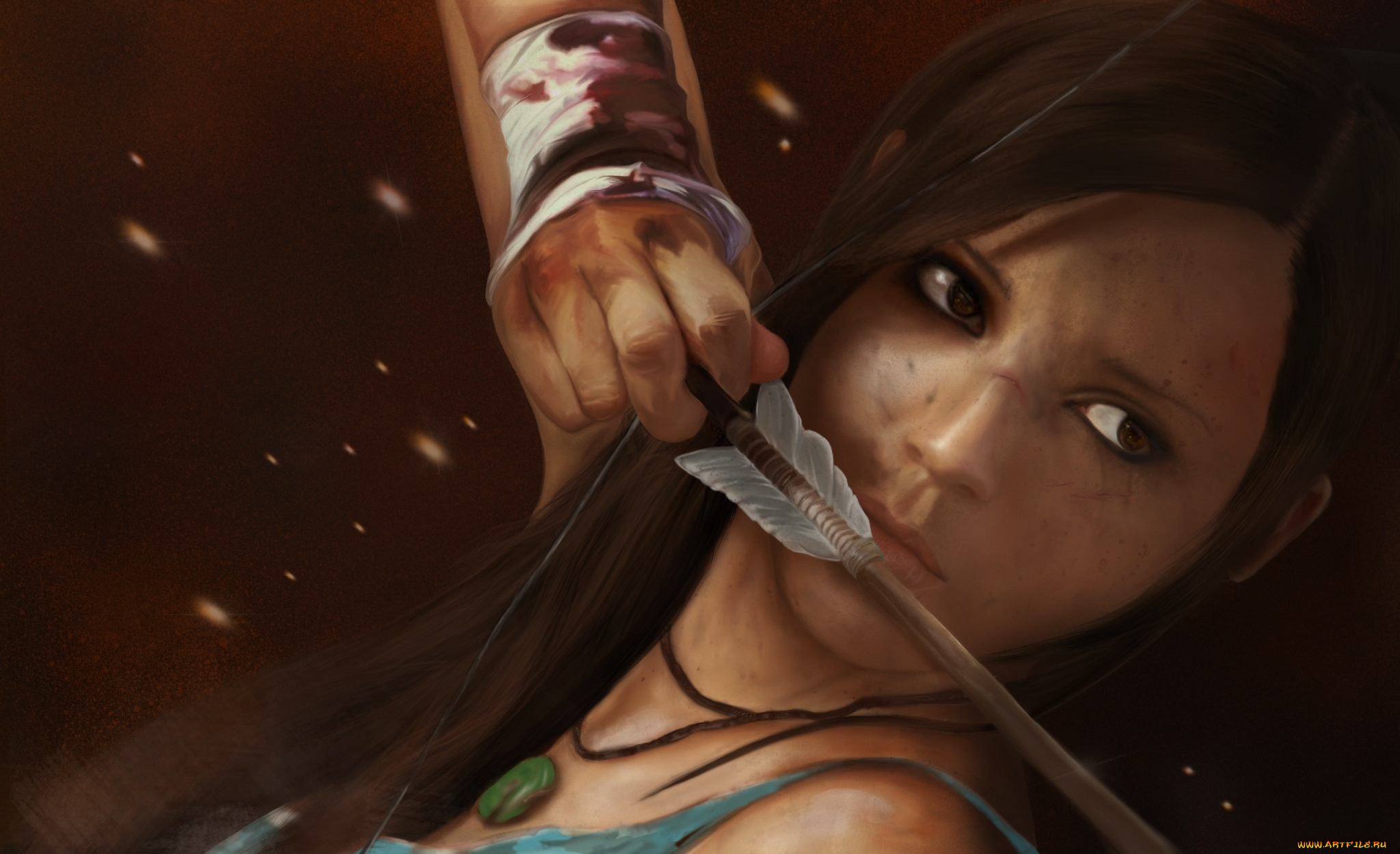 видео, игры, tomb, raider, 2013, девушка, стрела, взгляд, фон