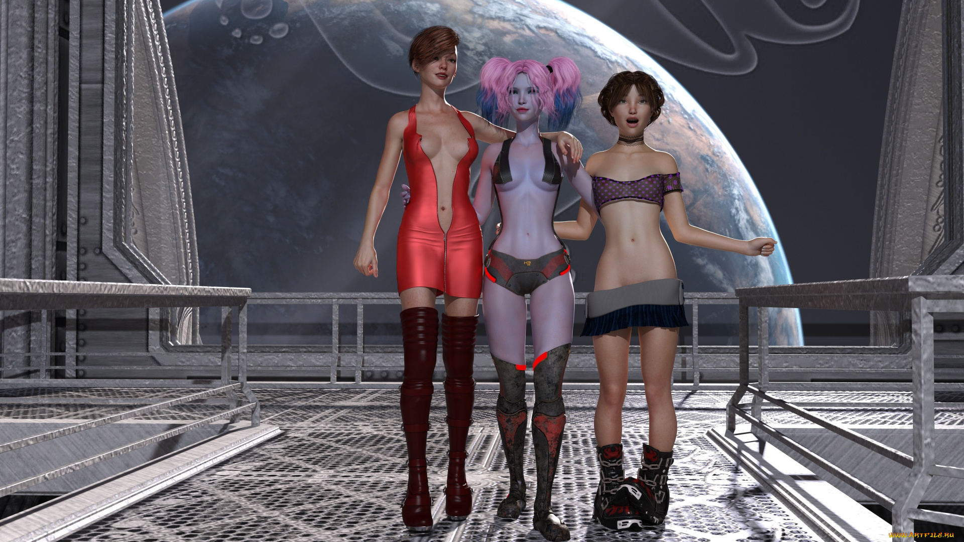 3д, графика, фантазия, , fantasy, взгляд, девушки, фон