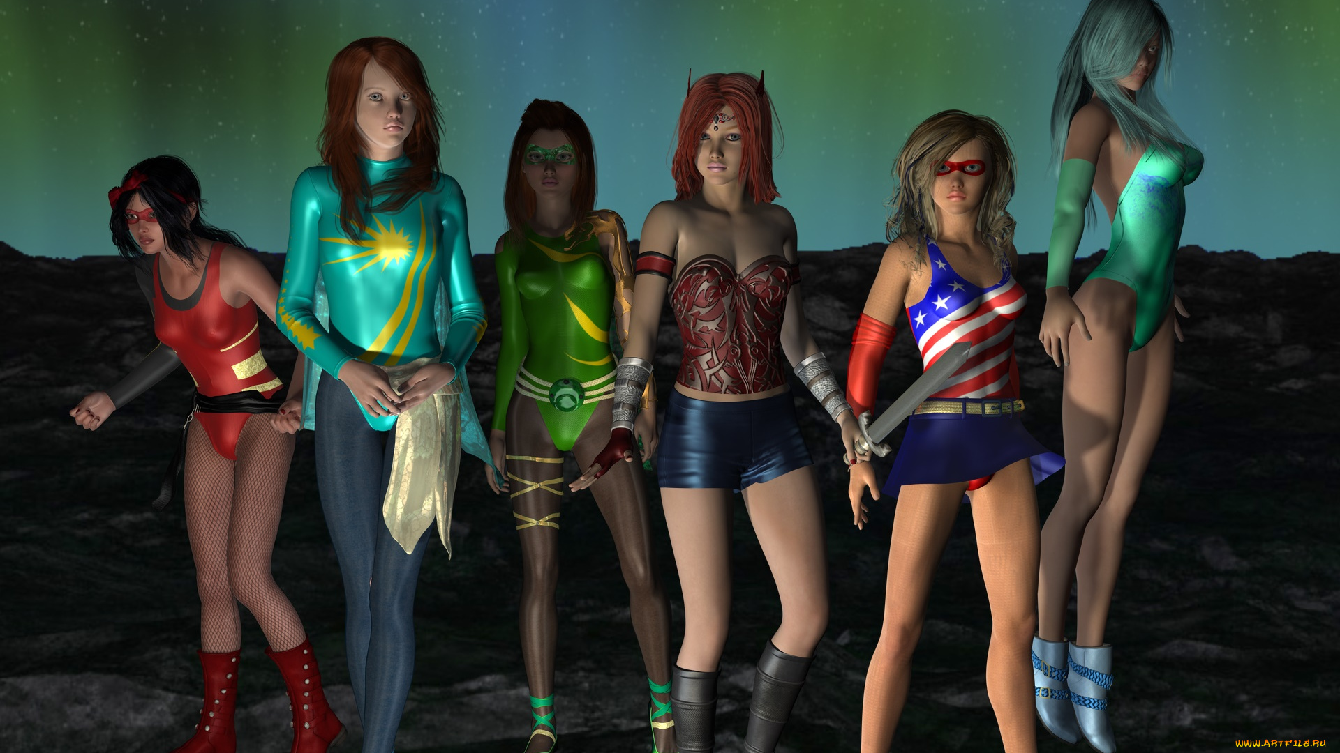 3д, графика, фантазия, , fantasy, взгляд, девушки, фон