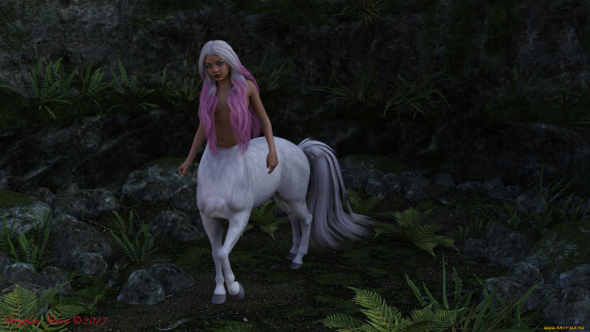 3д, графика, существа, , creatures, centaur, фон, девушка, взгляд