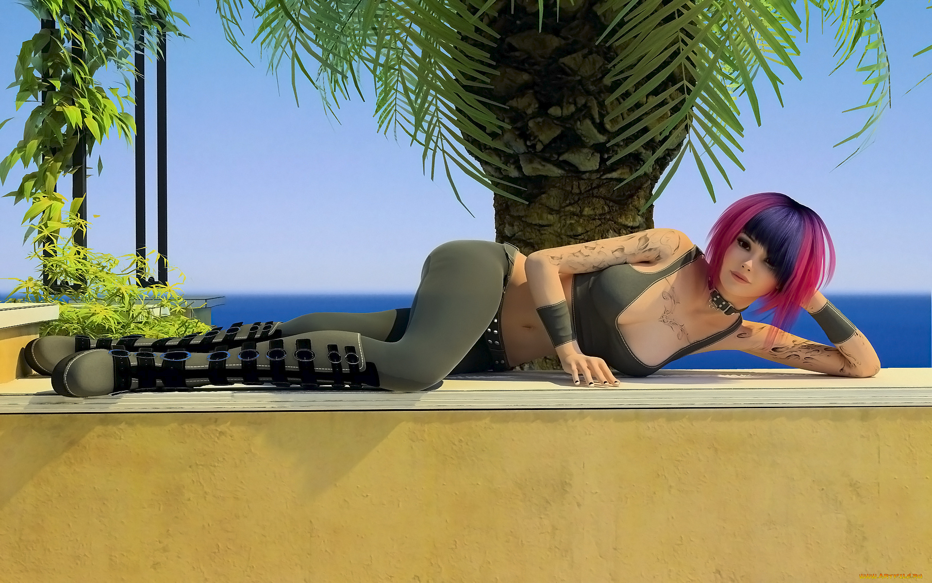 3д, графика, люди, , people, девушка, фон, взгляд